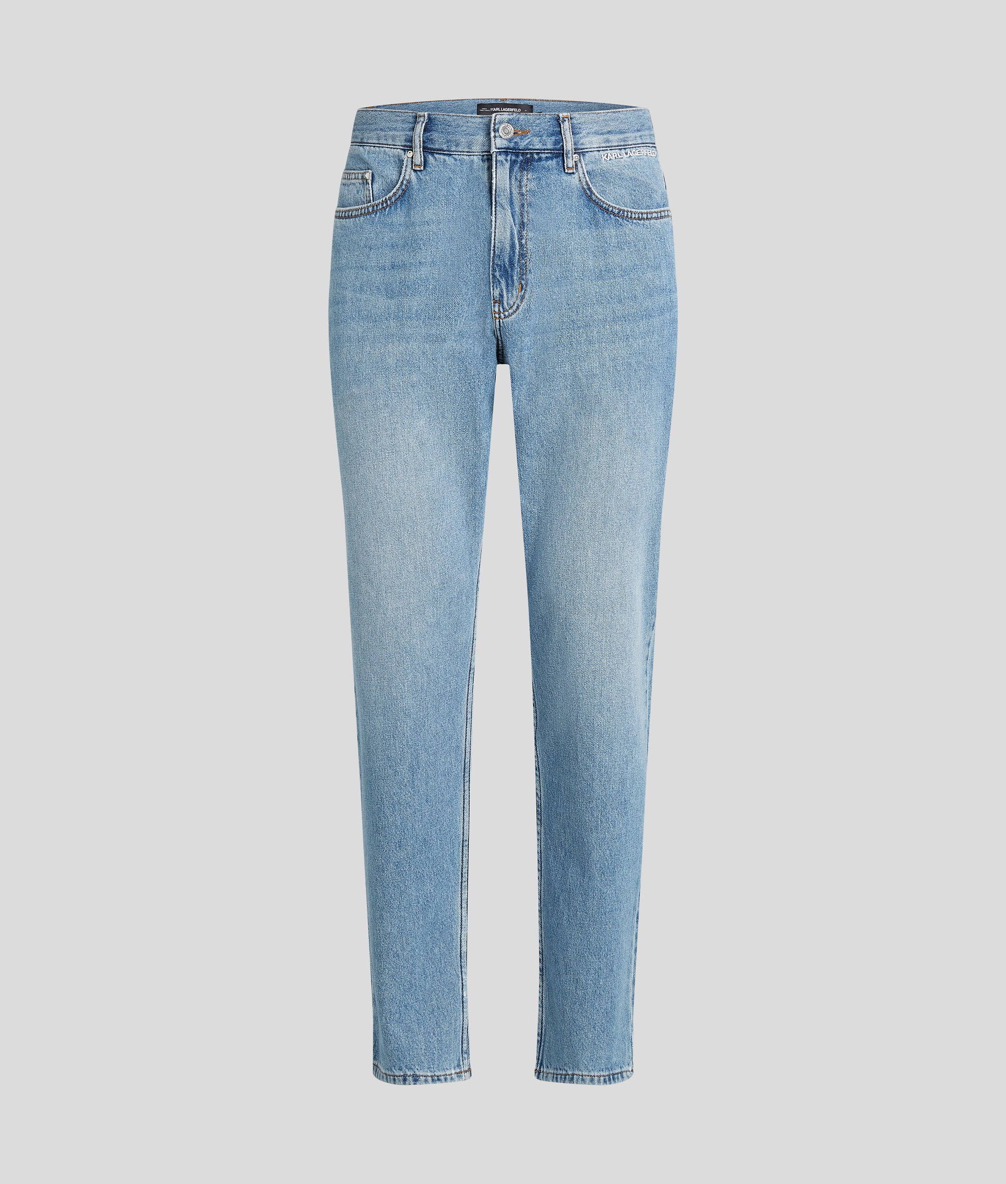 Logo taps toelopende jeans
