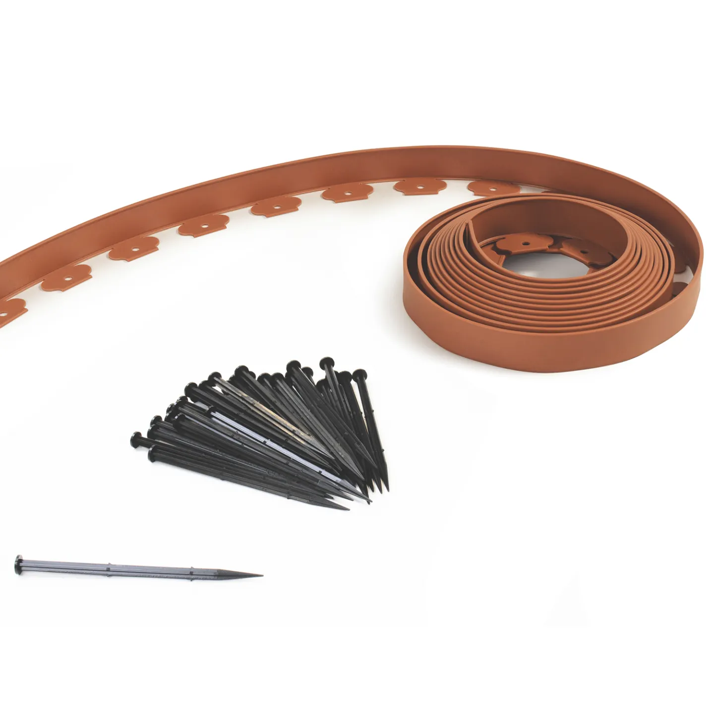 Bordurette de jardin flexible 10 M terracotta hauteur 5 CM + 30 piquets