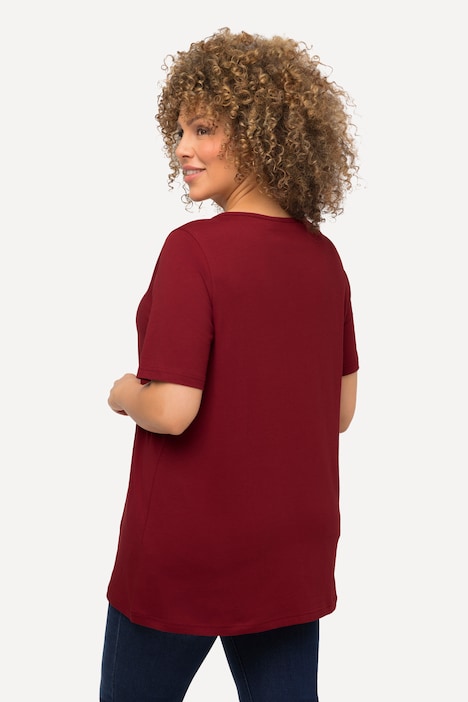 Weihnachts-Shirt, Pinguin, A-Linie, V-Ausschnitt, Halbarm