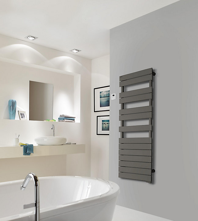 Sèche-serviettes électrique à inertie fluide Acova Alpaga symétrique grey aluminium 750W
