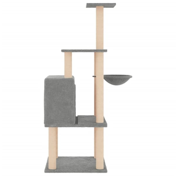 vidaXL Kattetre med klorestolper i sisal lysegrå 132 cm