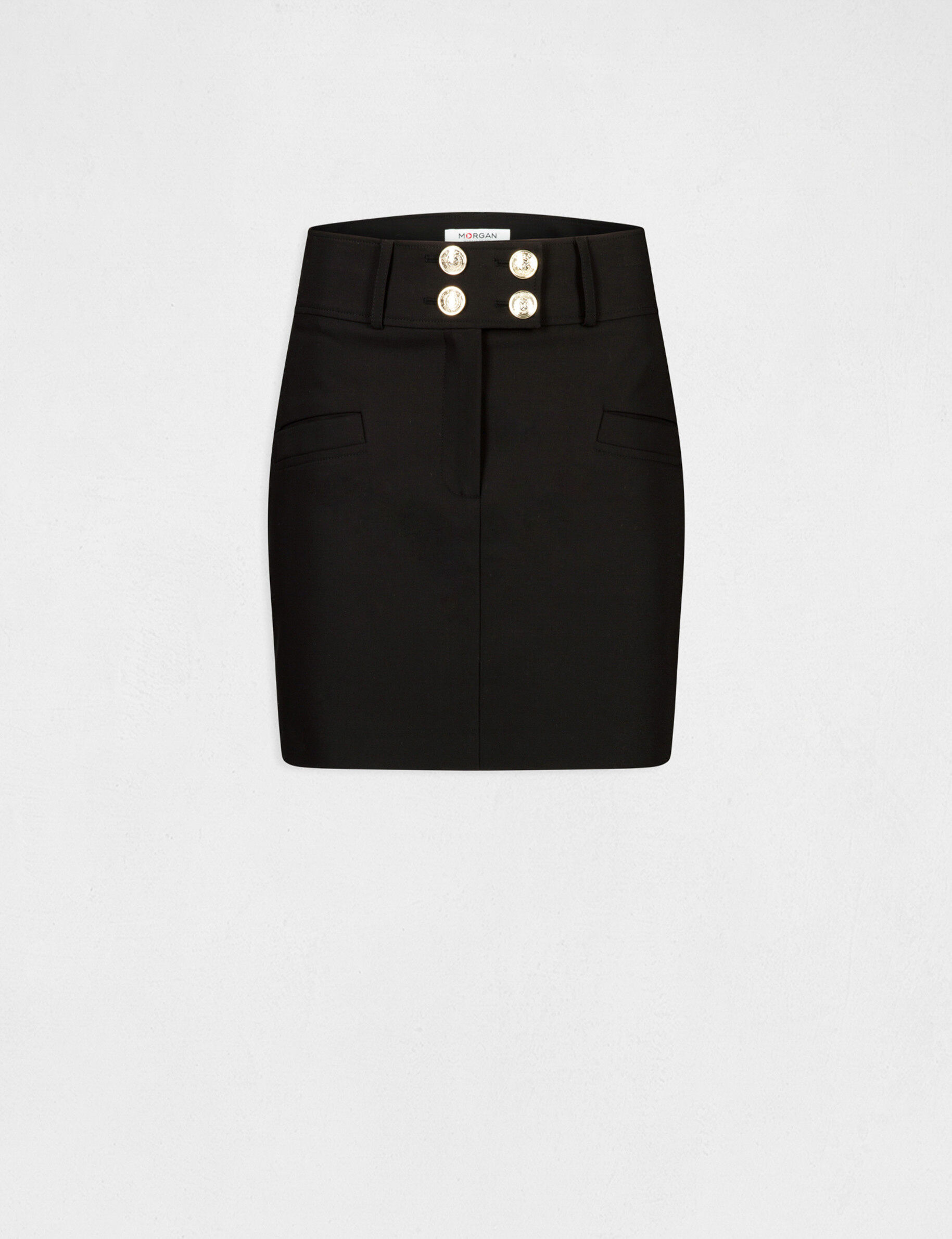 Jupe droite avec boutons noir femme - noir