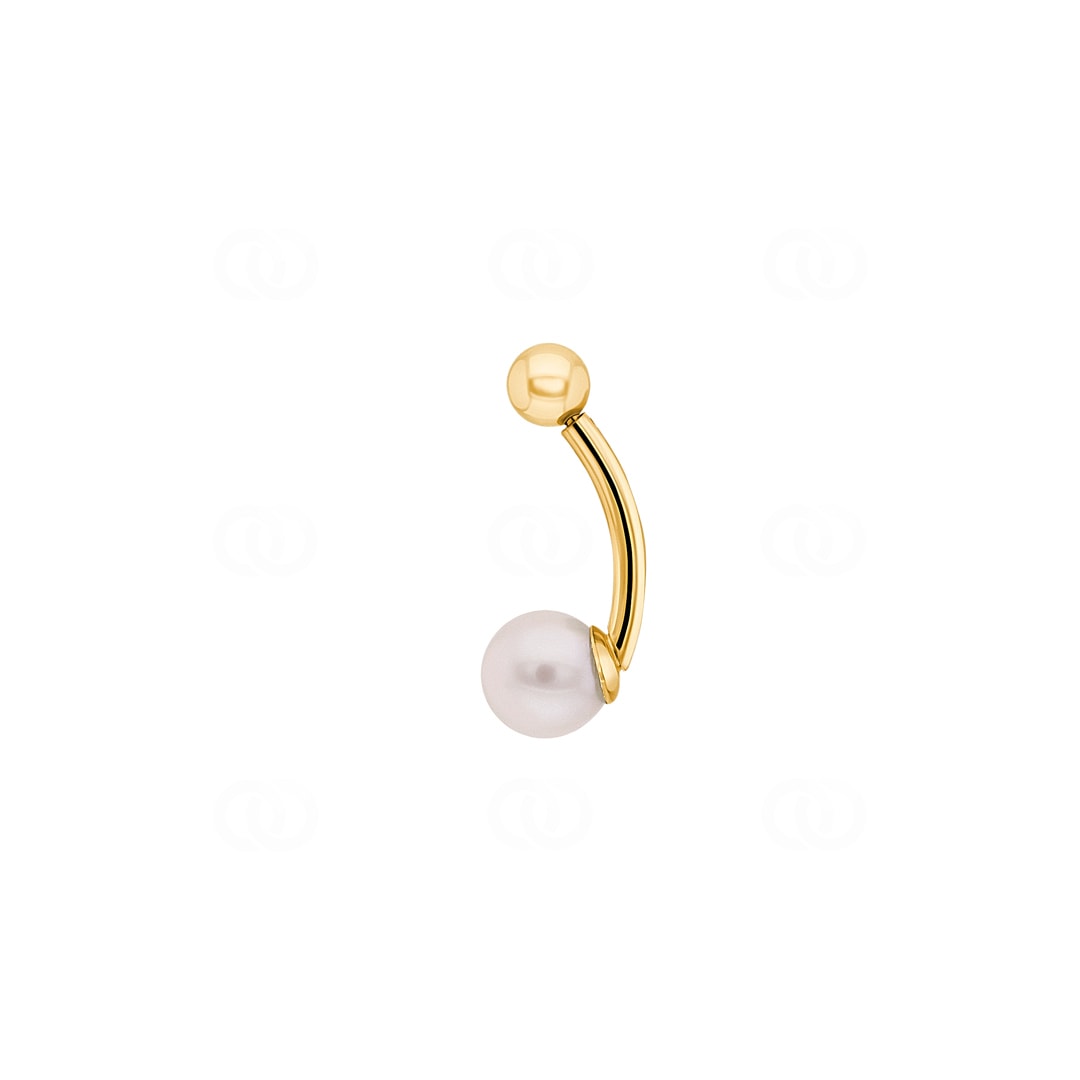 Bauchpiercing 750/18 K Gelbgold mit Süsswasserperle