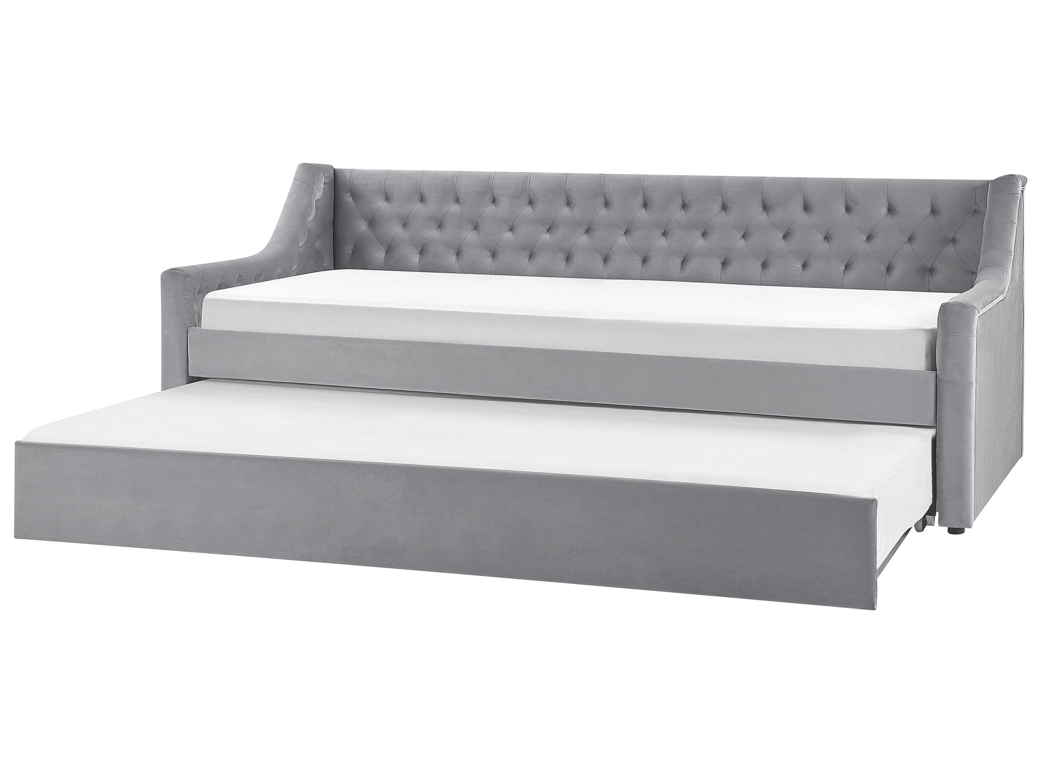 Onderschuifbed Fluweel MONTARGIS 90 x 200 cm Lichtgrijs