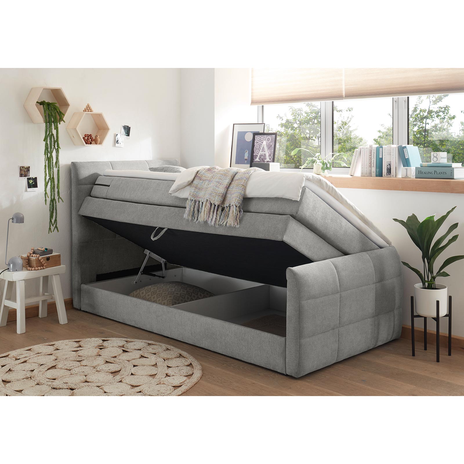 Boxspringbett - schlamm - H2 - 100x200 cm