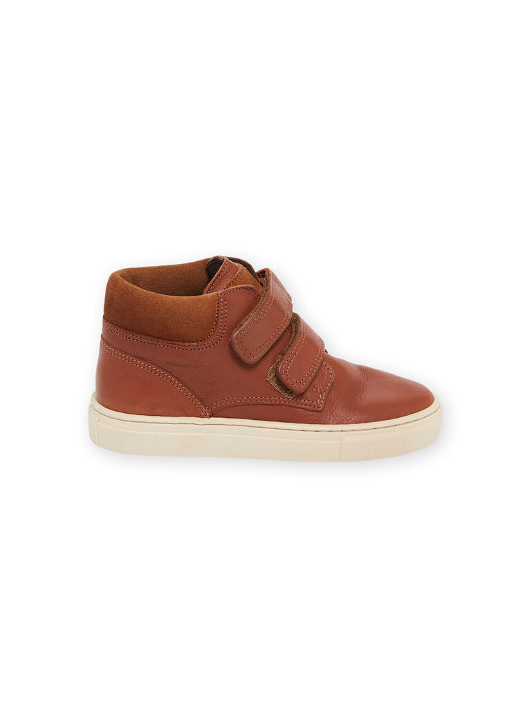 Baskets montantes en cuir lisse camel