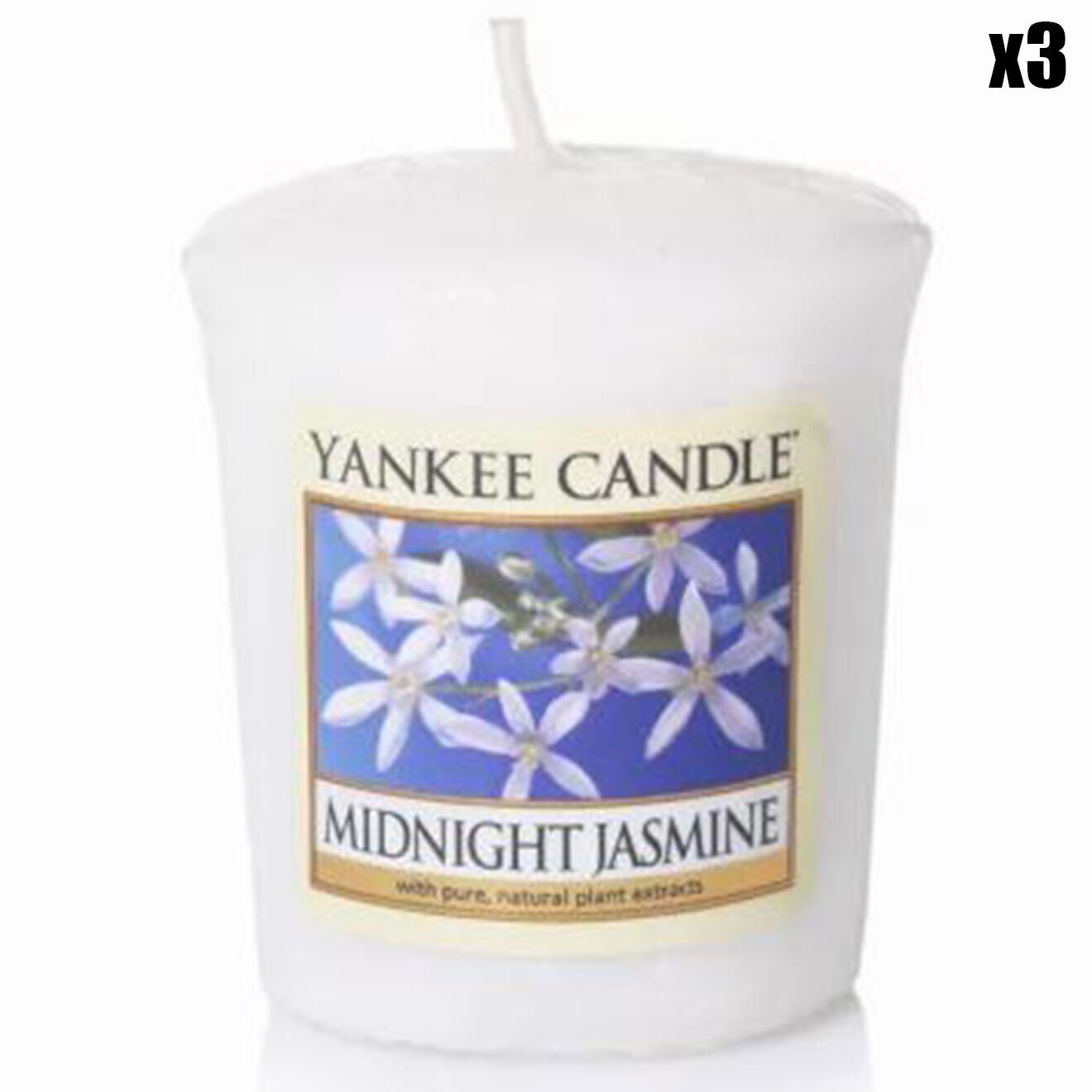 Yankee Candle 3 Bougies parfumée votive Jasmin de minuit - 15h