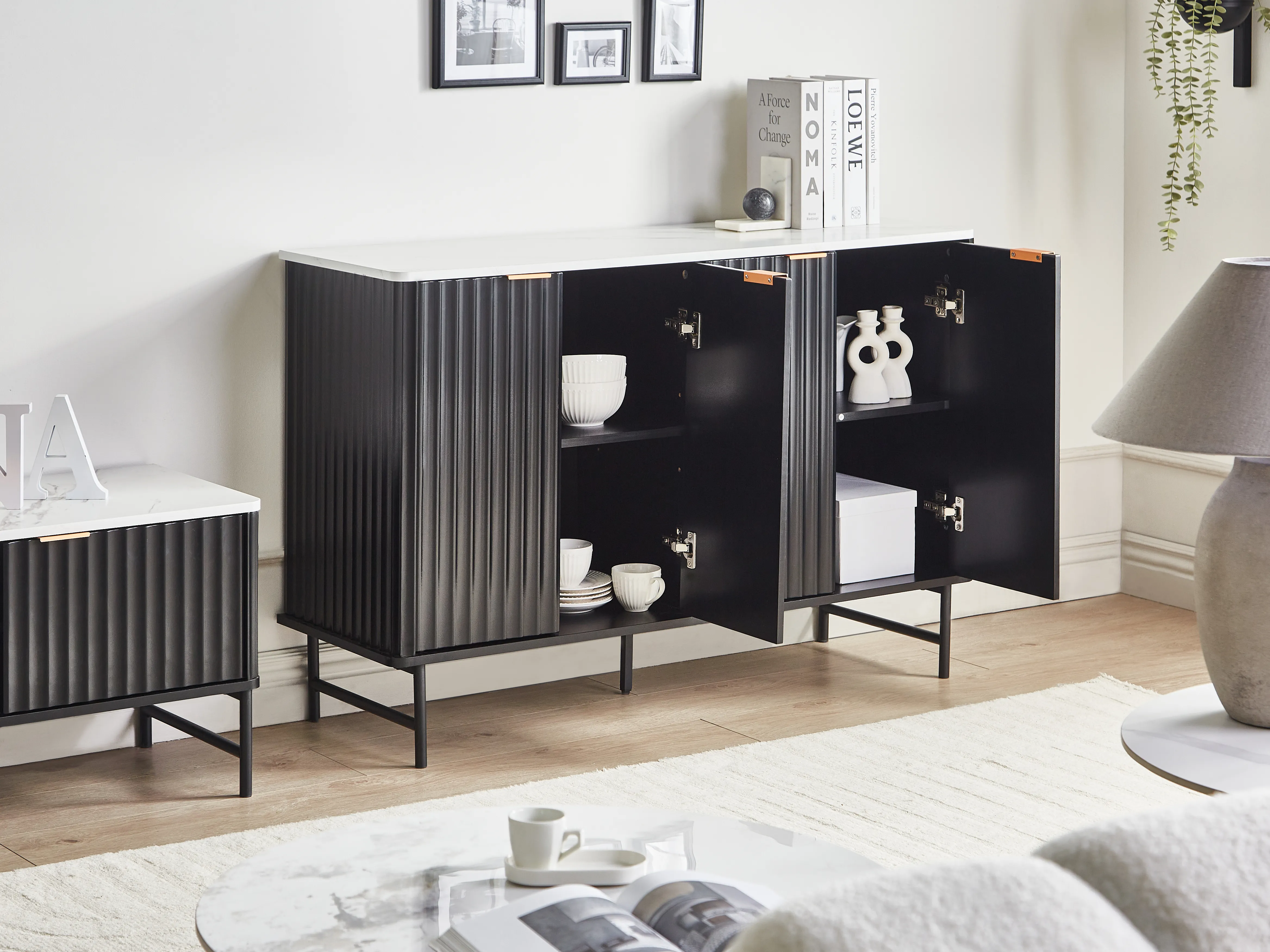 Kast GLASTONBURY Marmer/zwart