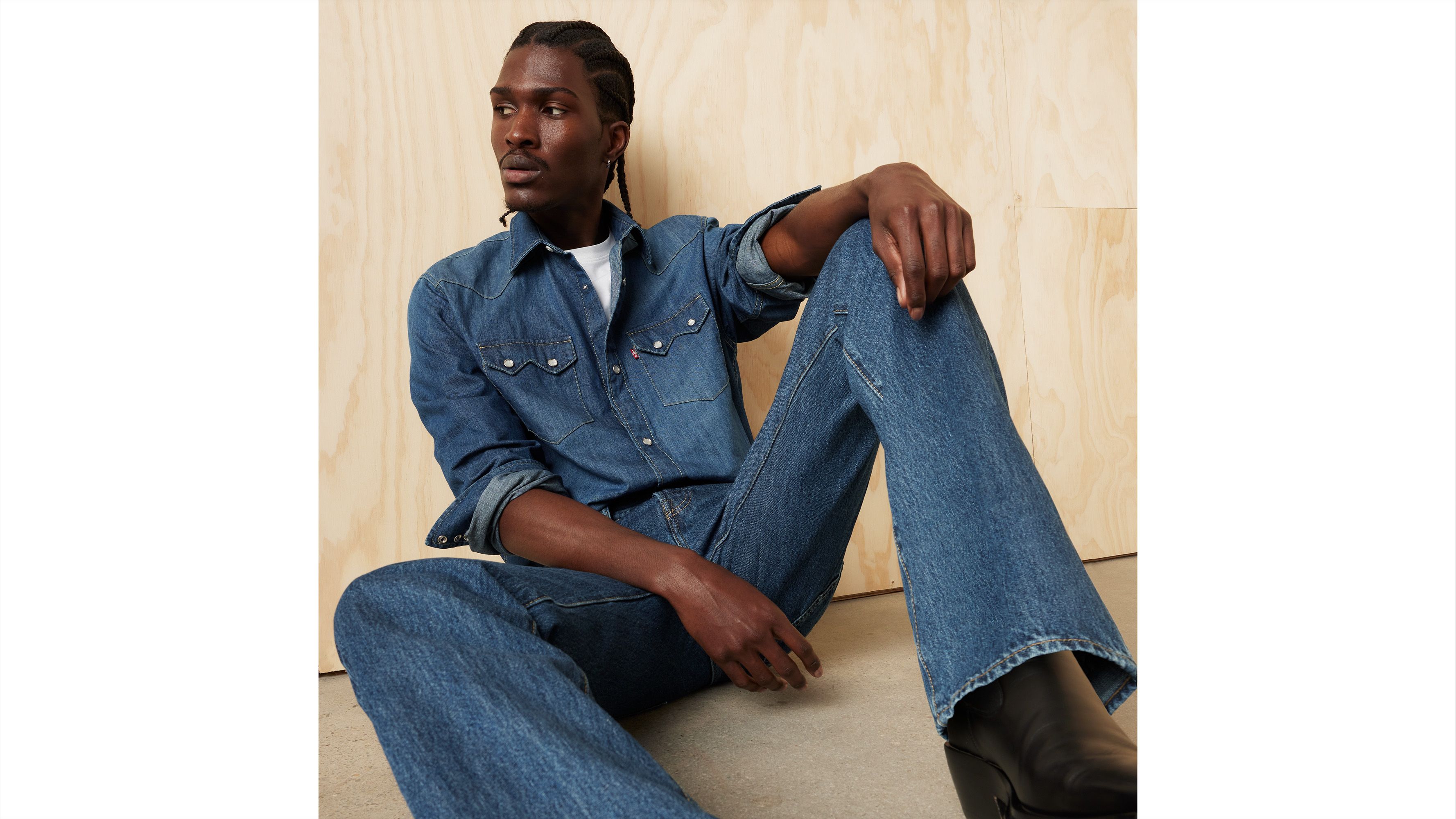 Chemise Western Sawtooth Relaxed - Hanson Med Indigo - Bleu