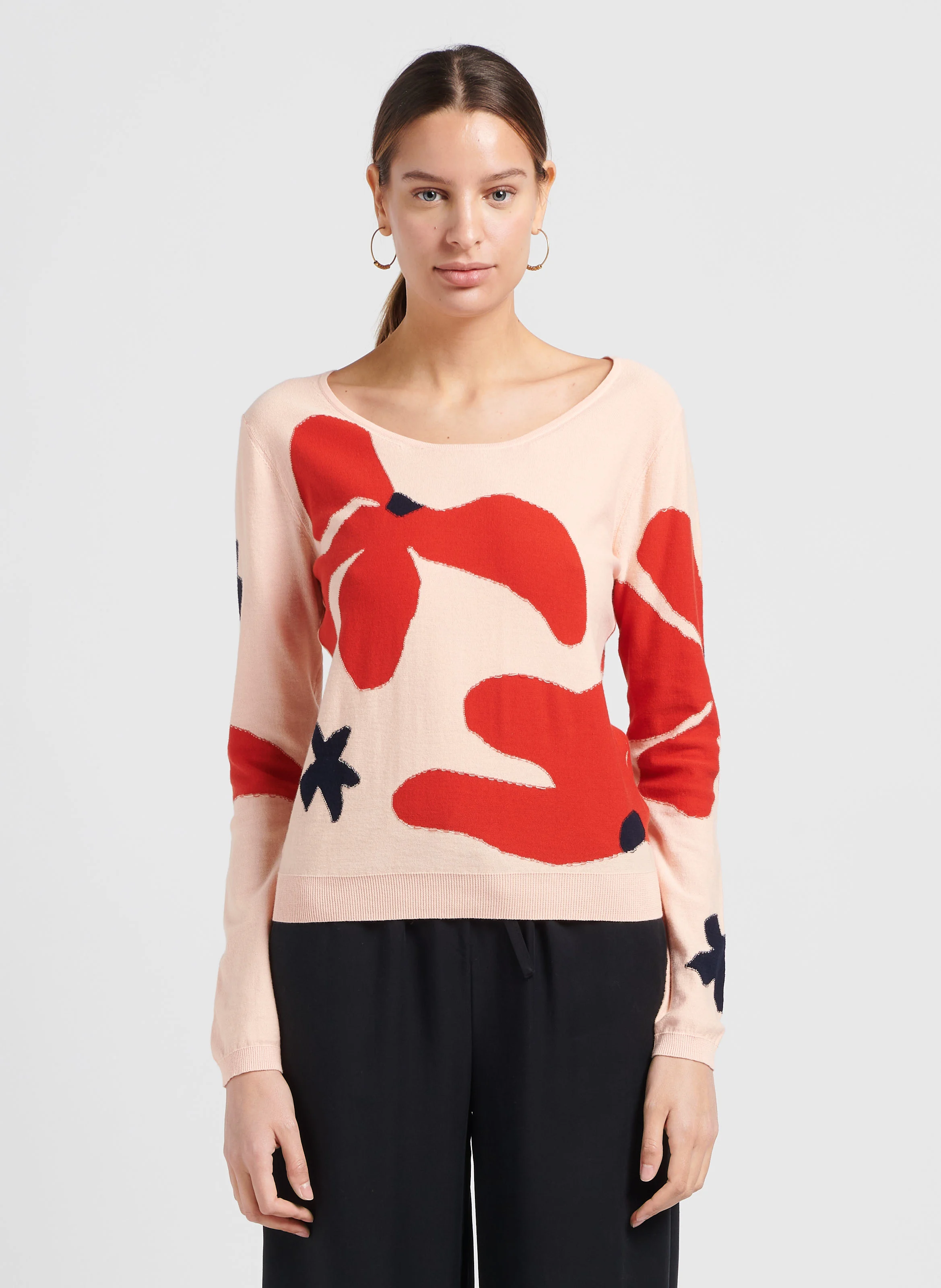 Pull col rond en coton | Jaune