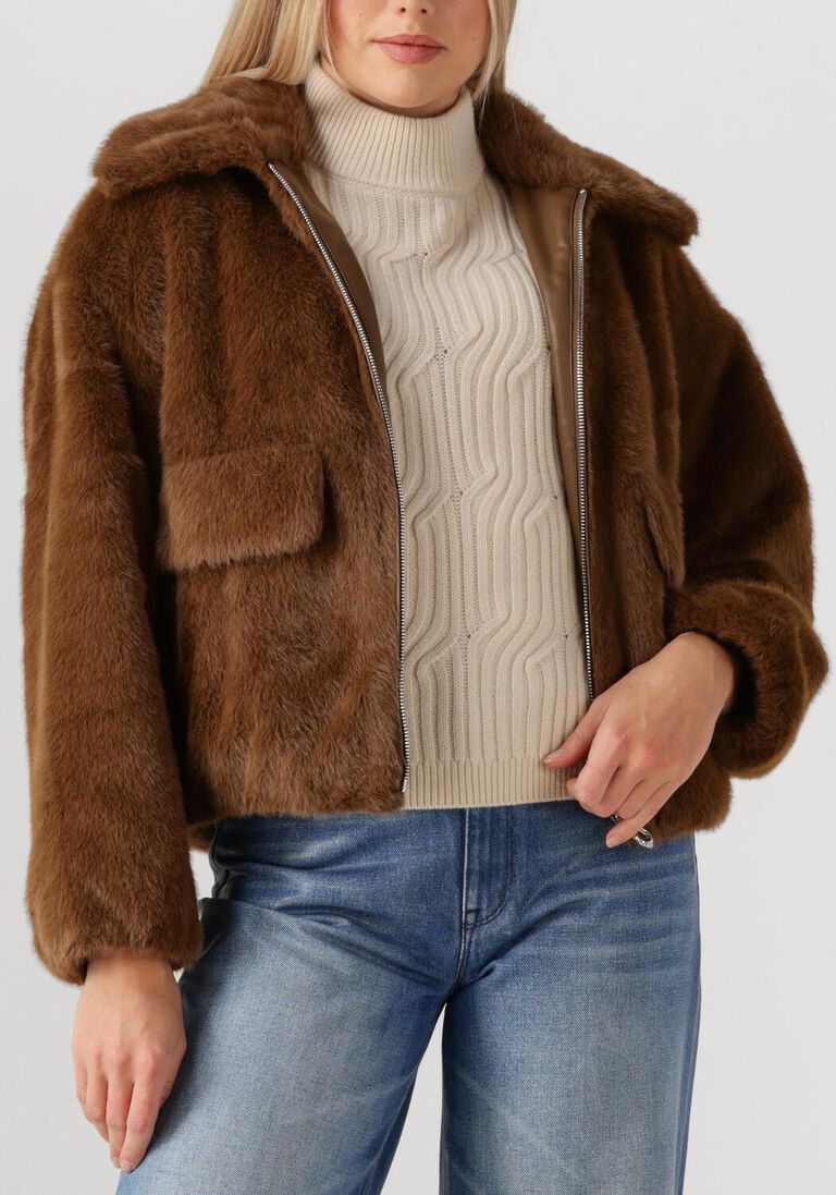 bruine dante6 faux fur jas entity faux fur bomber jacket