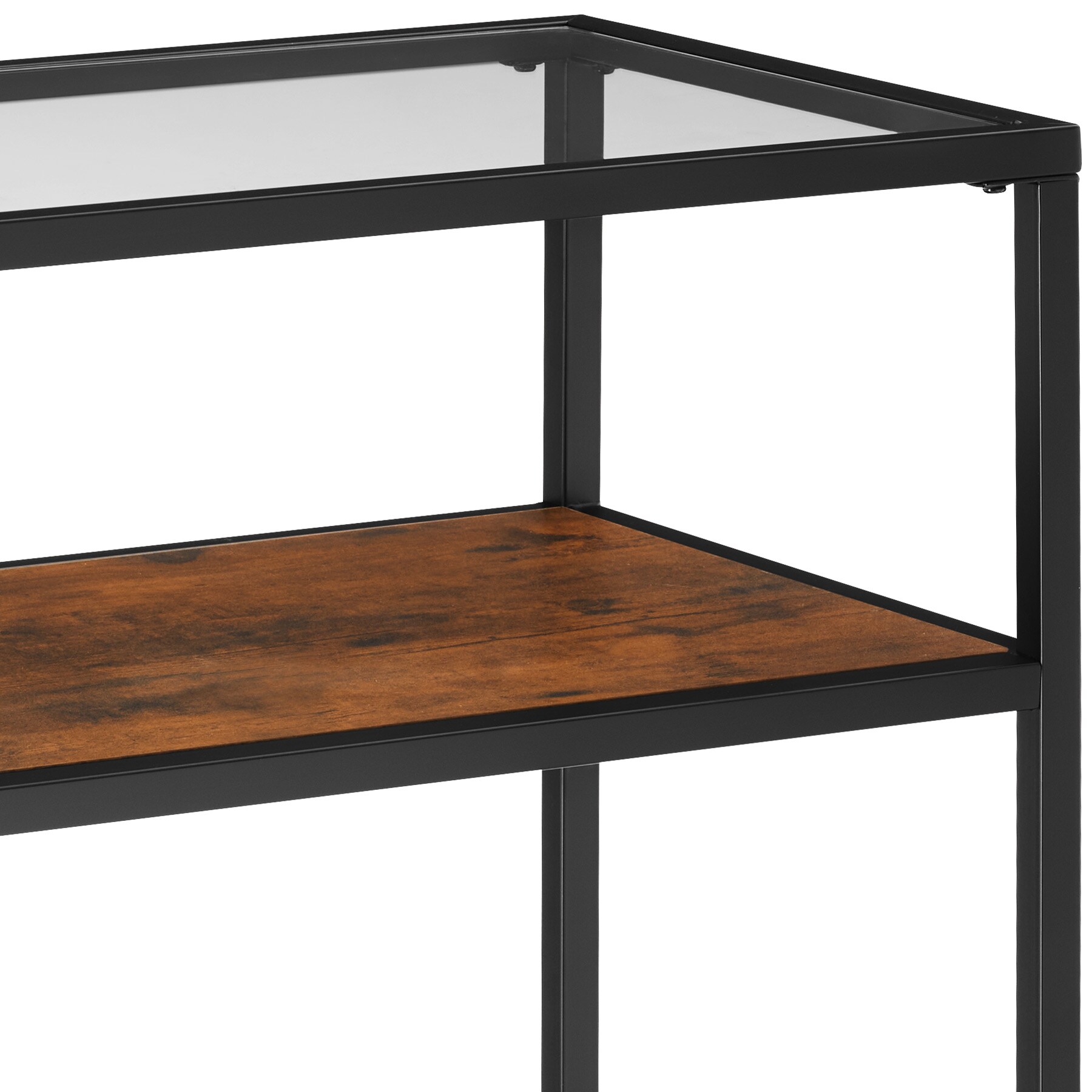 tectake® Konsolentisch, Industrial Style, 2 Ablagen, mit Glasplatte, 100 x 41 x 80,5 cm