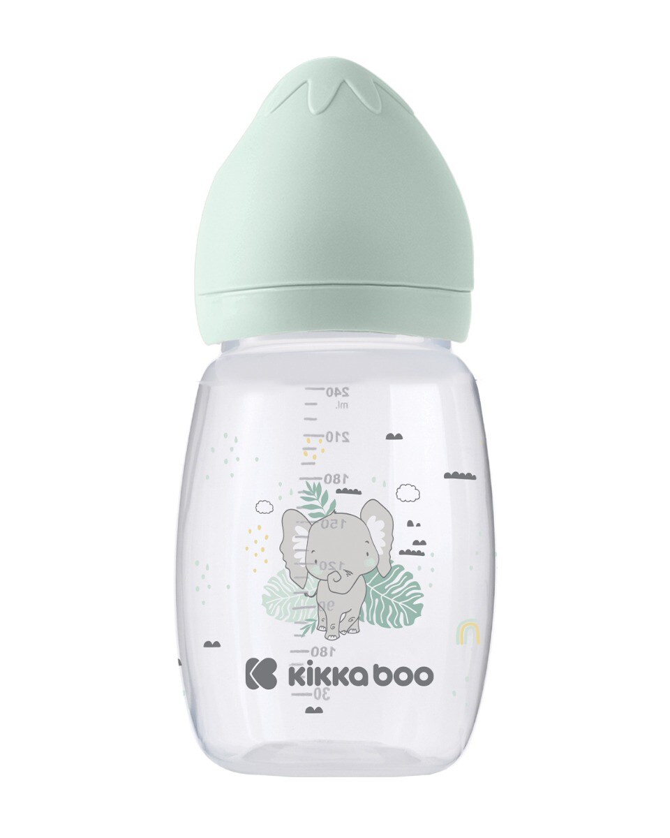 Kikkaboo Babyflasche Savanna 260ml Silikonsauger Größe M Anti-Kolik ab 3 Monaten grün