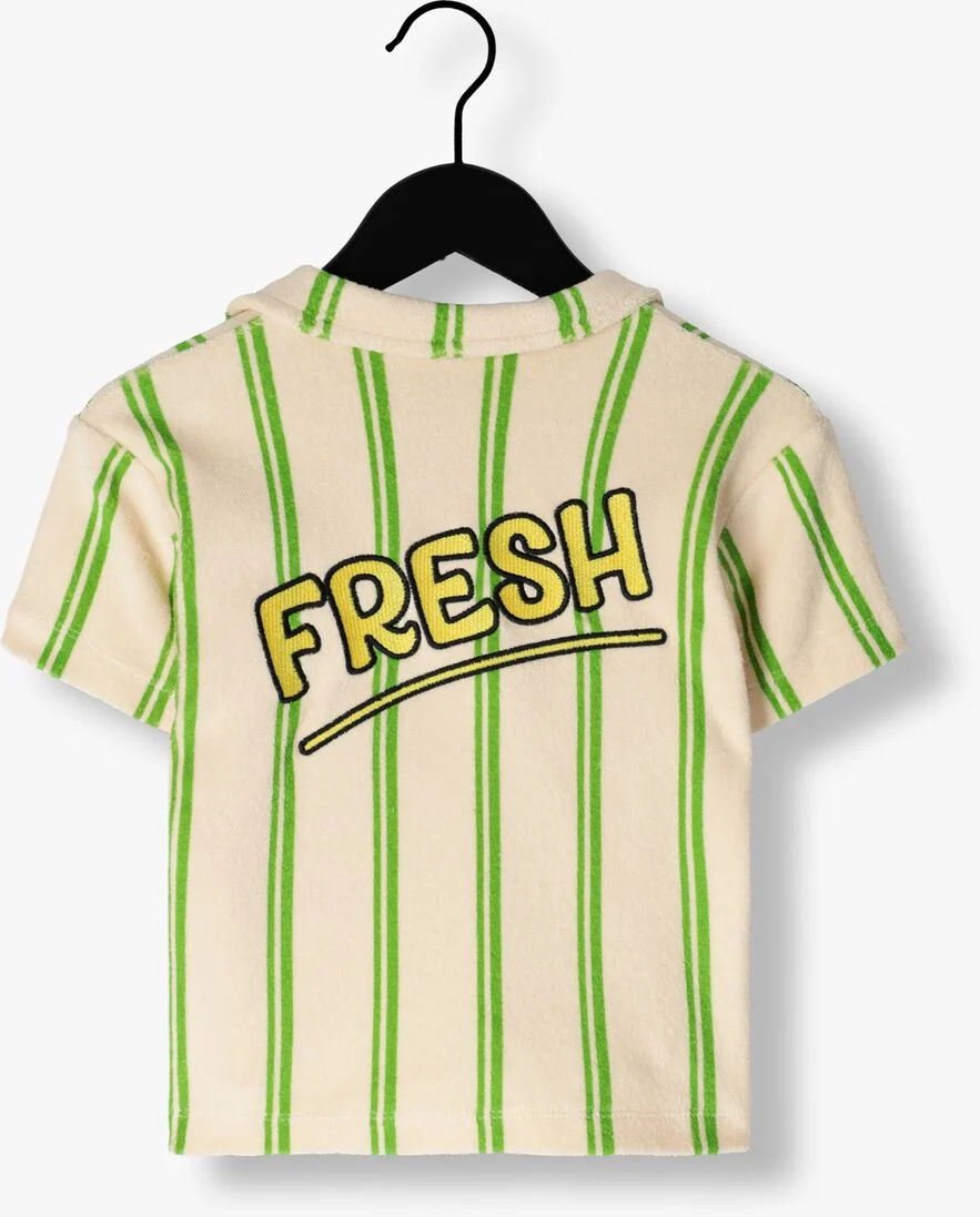 CARLIJNQ witte carlijnq t-shirt stripes green - loose fit polo with embroidery