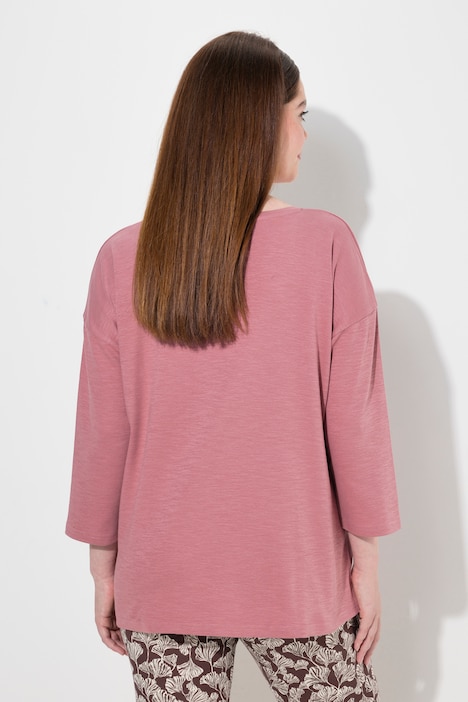 Shirt, Oversized, Rundhals, 3/4-Arm, Biobaumwolle