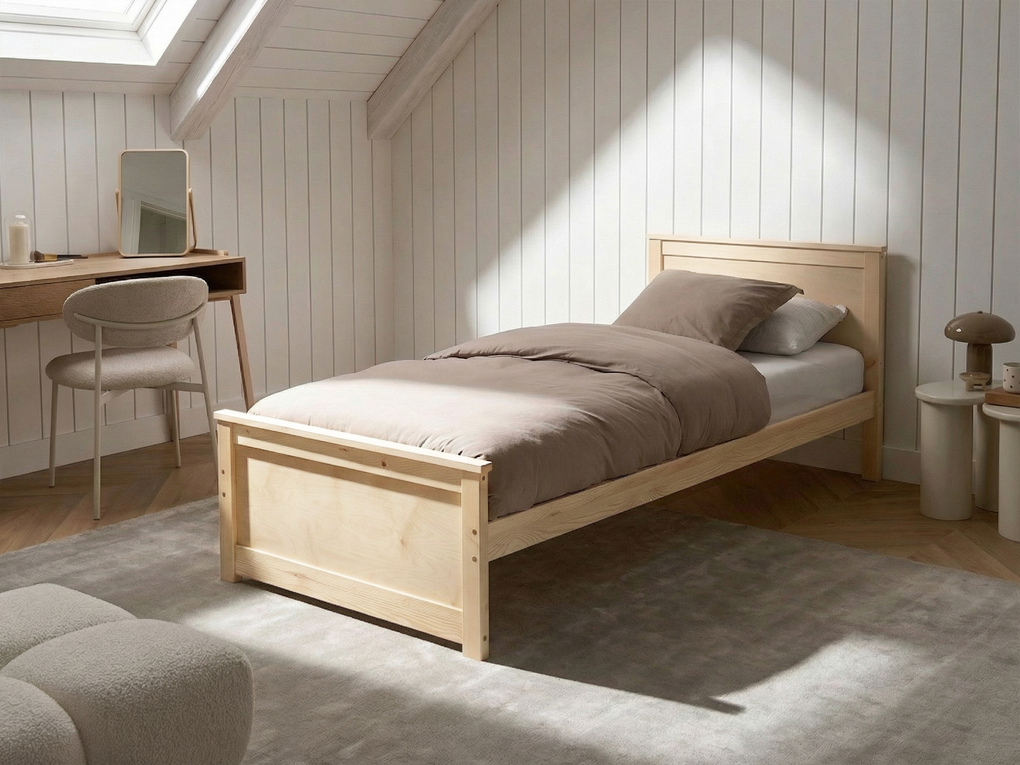 Bed Dennenhout DAUPHIN 90 x 200 cm Lichtbruin
