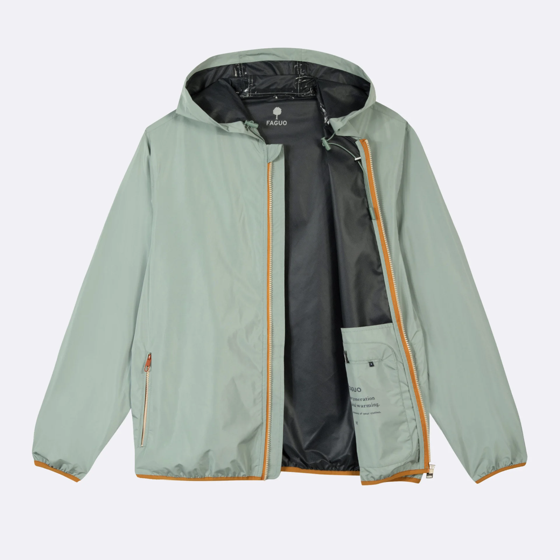 Imperméable vert clair polyester recyclé - modèle carnoet