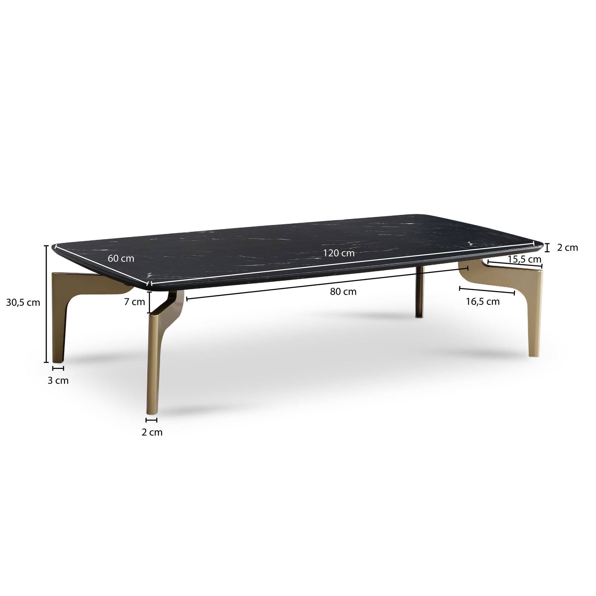 Couchtisch FineBuy Wohnzimmertisch Marmor Optik Schwarz Sofatisch 120 cm Tisch
