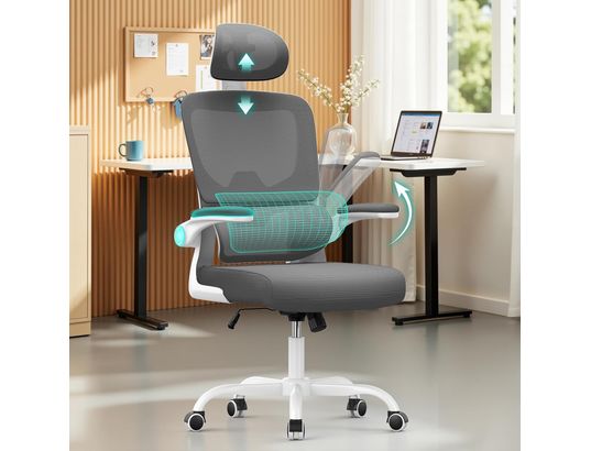 RATTANTREE - Chaise de bureau Fauteuil de bureau ergonomique réglable blanc gris