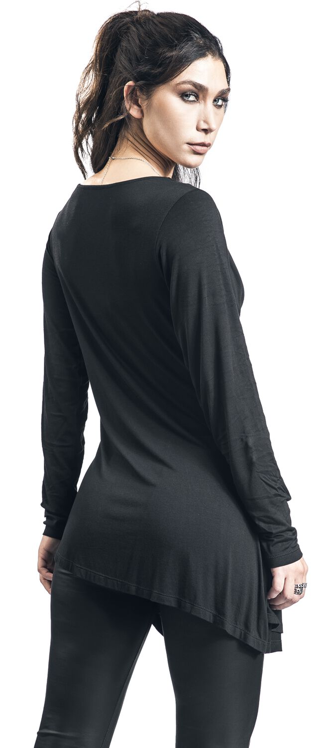 Haut Manches Longues Noir Avec Col Cascade | Black Premium by EMP T-shirt manches longues