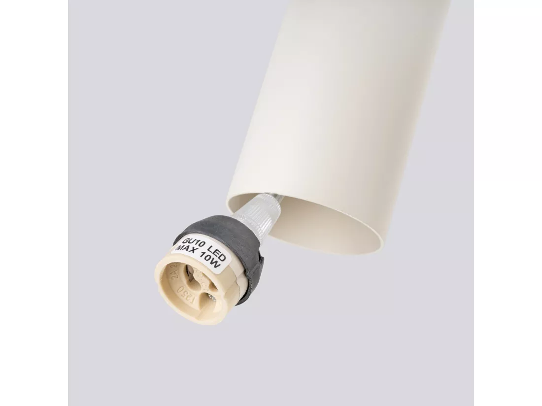 Lampe à suspension Lagos grenier en acier - 2 sources lumineuses - L.30 x H.105 cm - beige