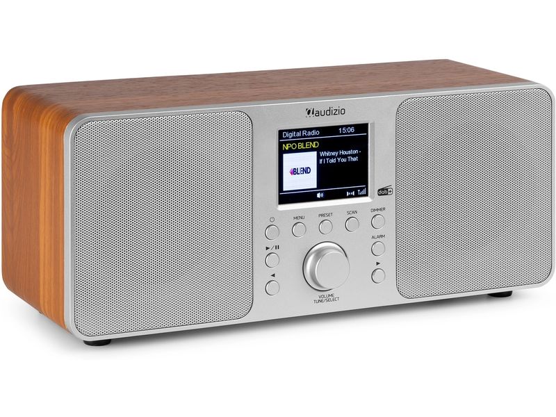 Audizio DAB  Radio Genua Silber DAB  Radio mit Stereo Lautsprecher und Bluetooth
