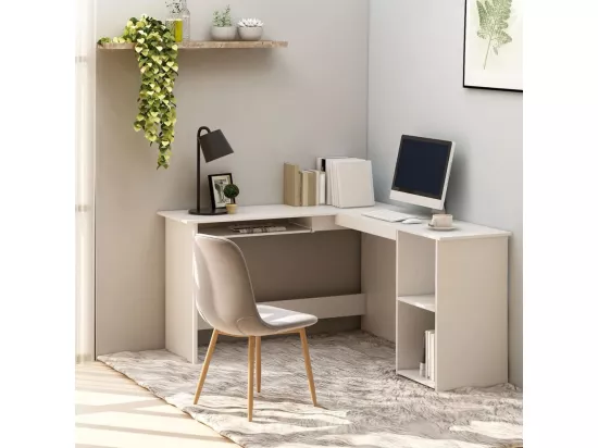 Bureau d'angle en forme de L Blanc 120x140x75 cm