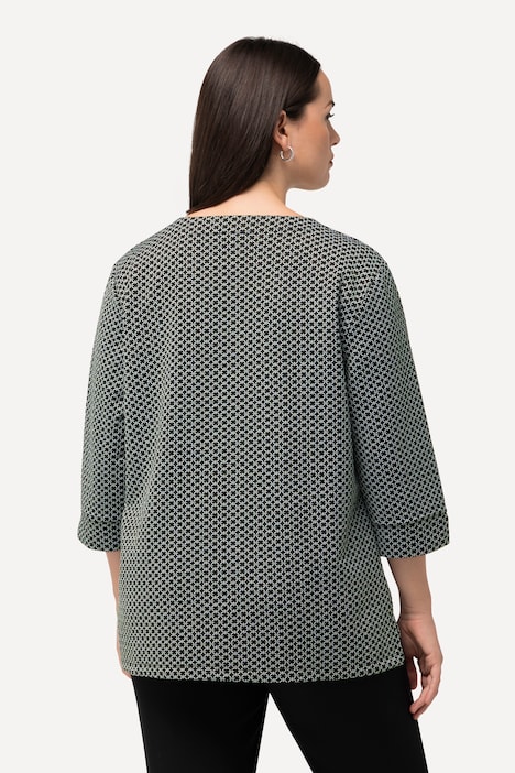 Sweatshirt, Jacquardmuster, Tunika-Ausschnitt, 3/4-Arm