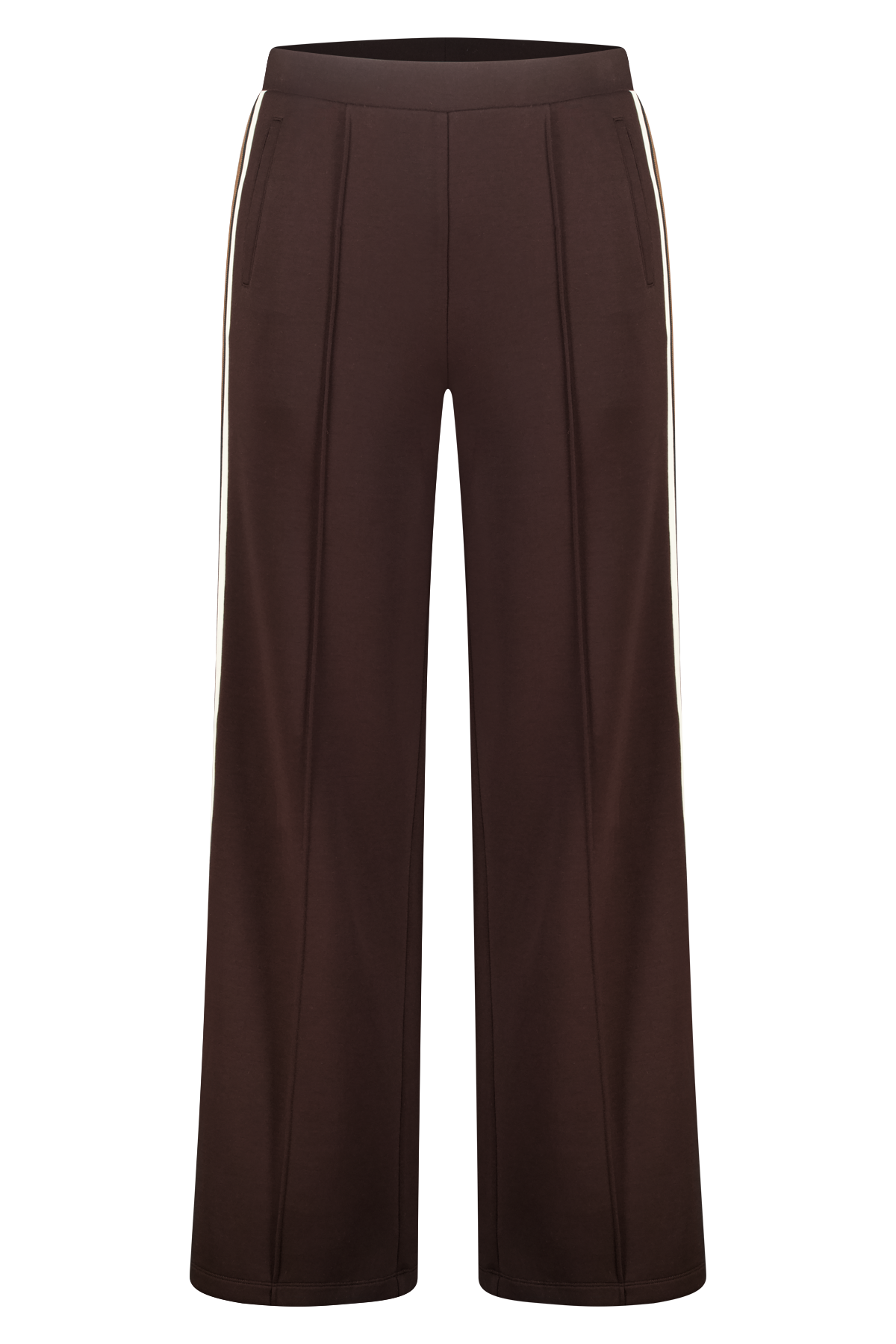 wide fit pantalon met bies aan de zijkant Donker bruin