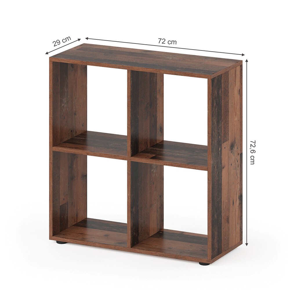 Vicco Raumteiler Standregal Bücherregal Tetra 4 Fächer Old Style Büroregal