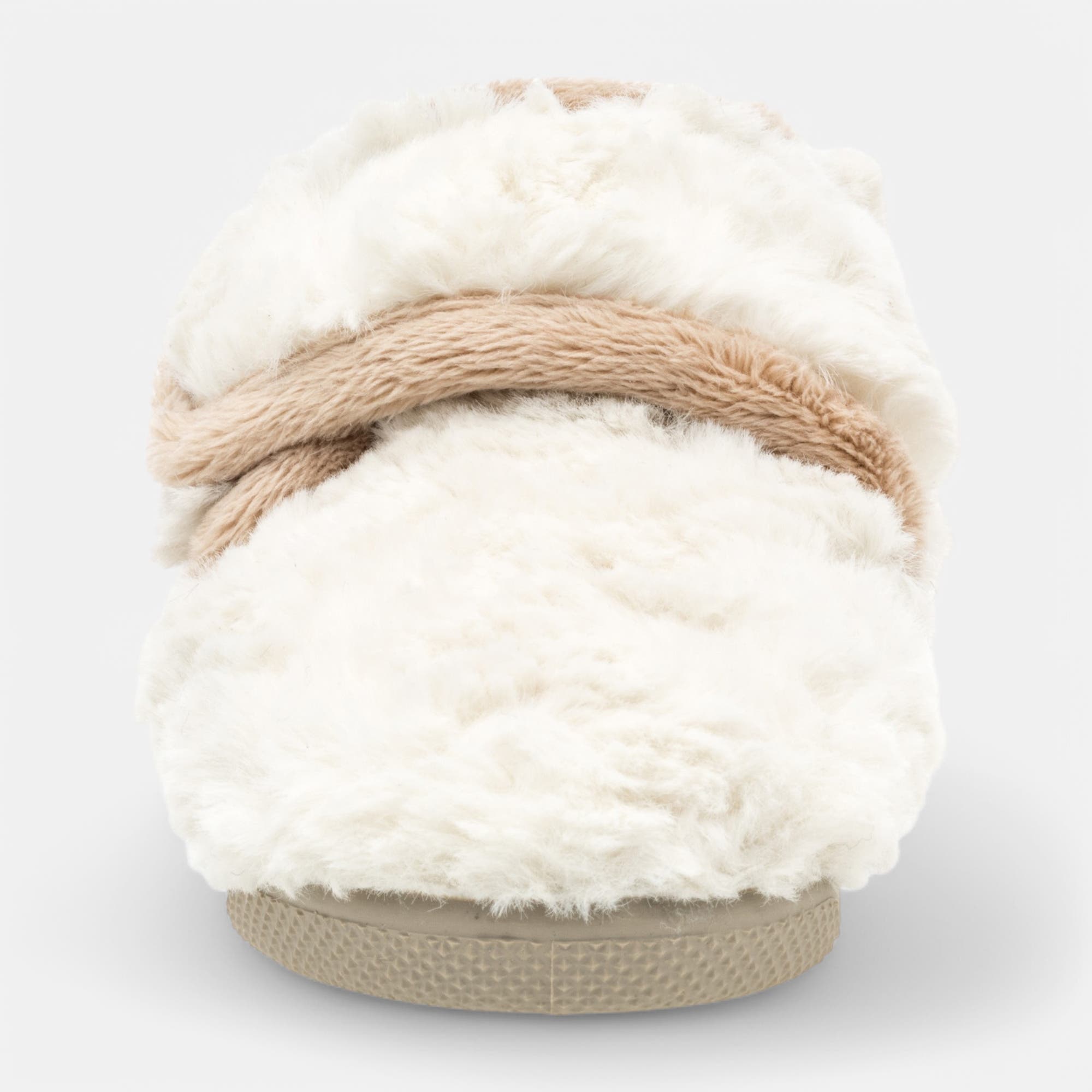 Pantoufles attaches velcros Bébé fille ecru
