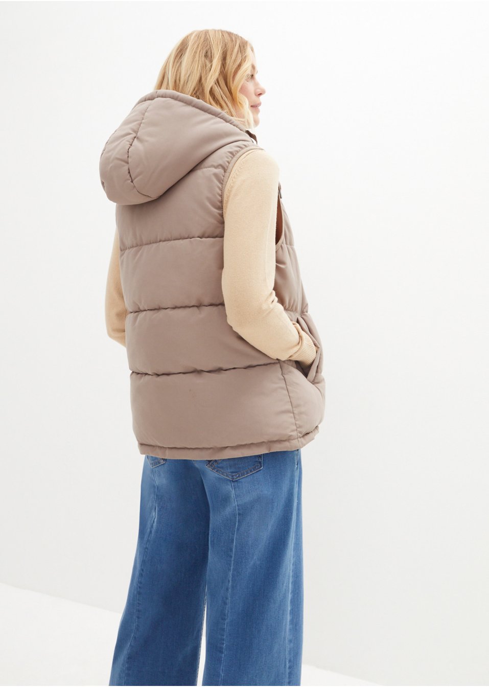 Veste sans manches matelassée réversible avec capuche en polyester recyclé