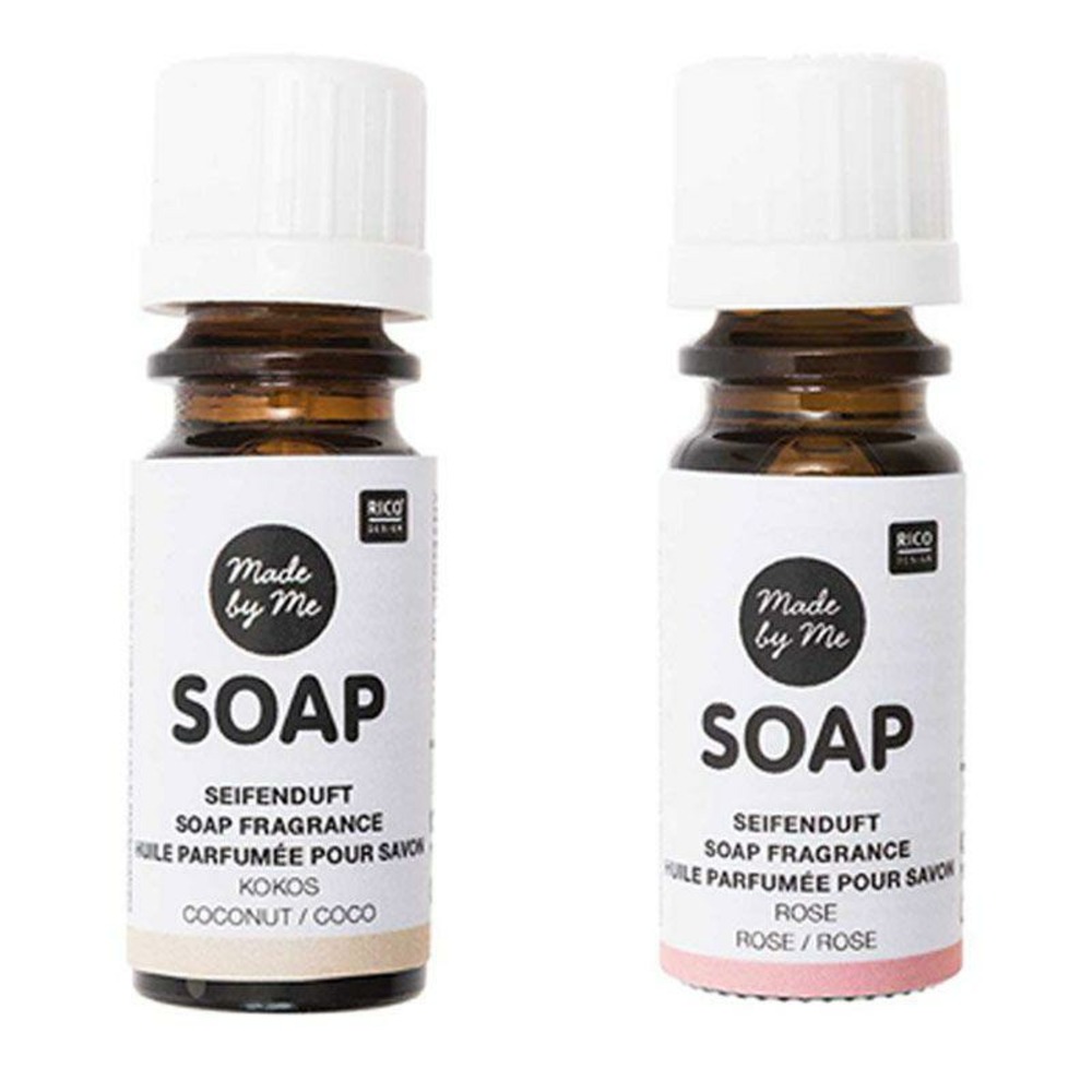 2 huiles parfumées 10 ml pour savon - noix de coco, rose