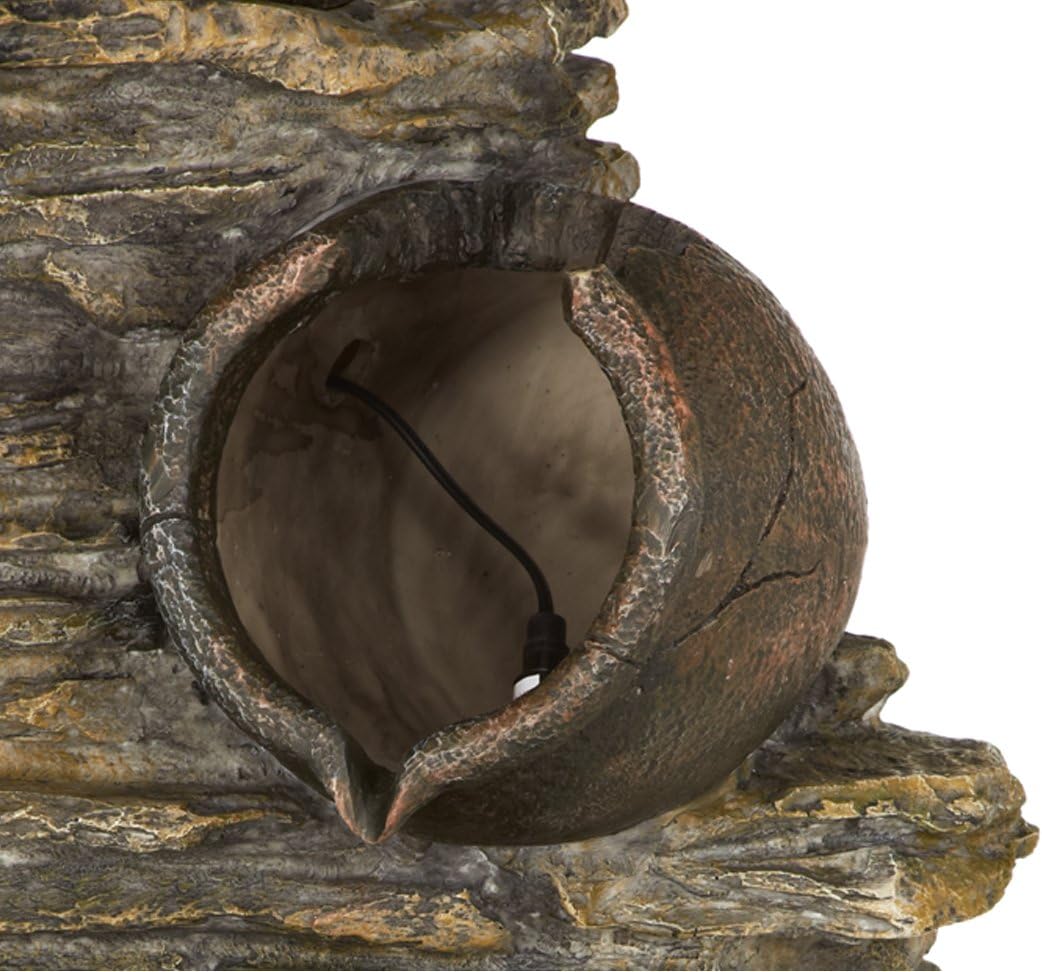 Dehner Gartenbrunnen Krüge mit LED Beleuchtung, Steinoptik, ca. 118 x 60 x 46 cm, 27 kg, Polyresin, braun