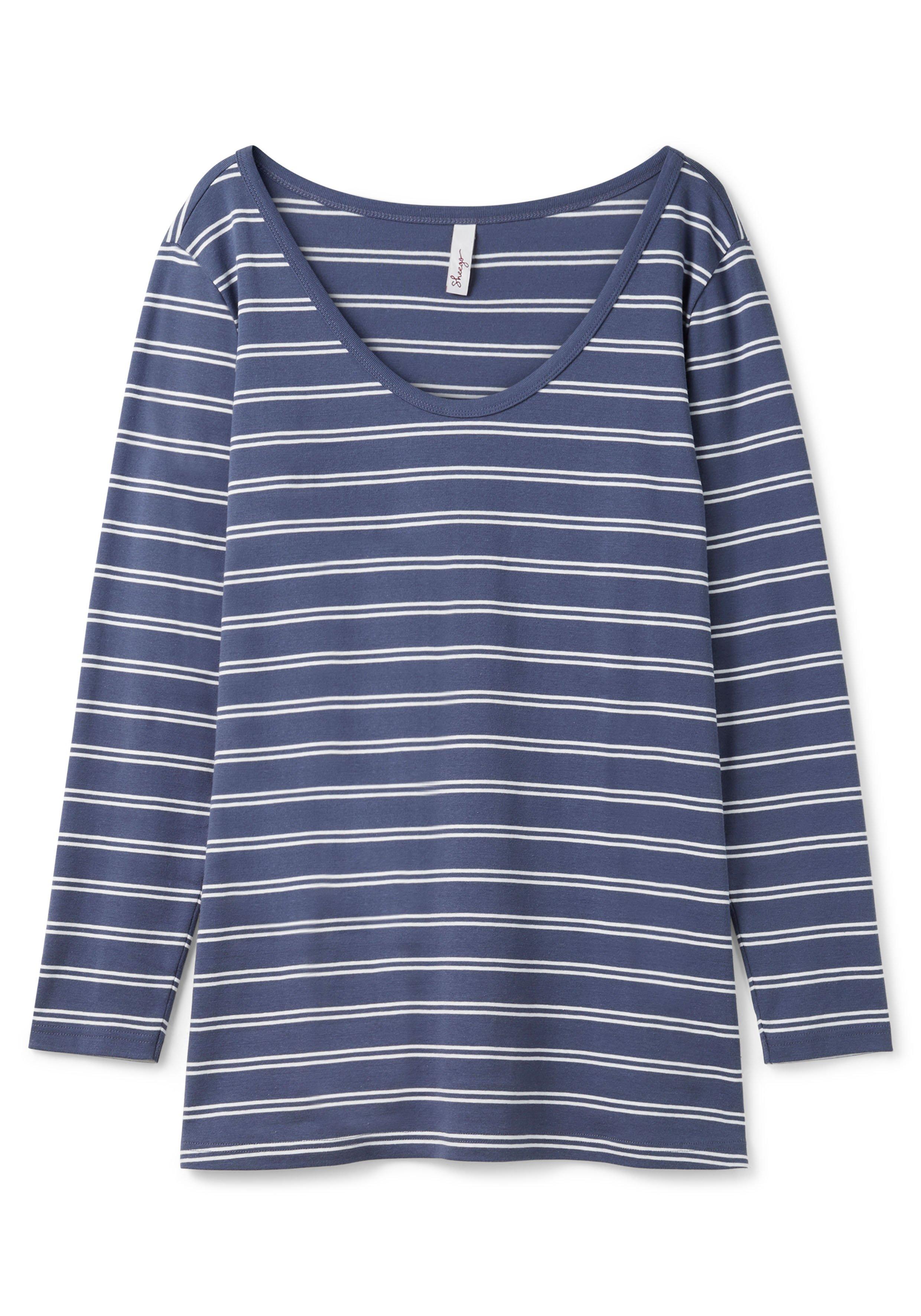 Langarmshirt mit Streifen, in Rippqualität