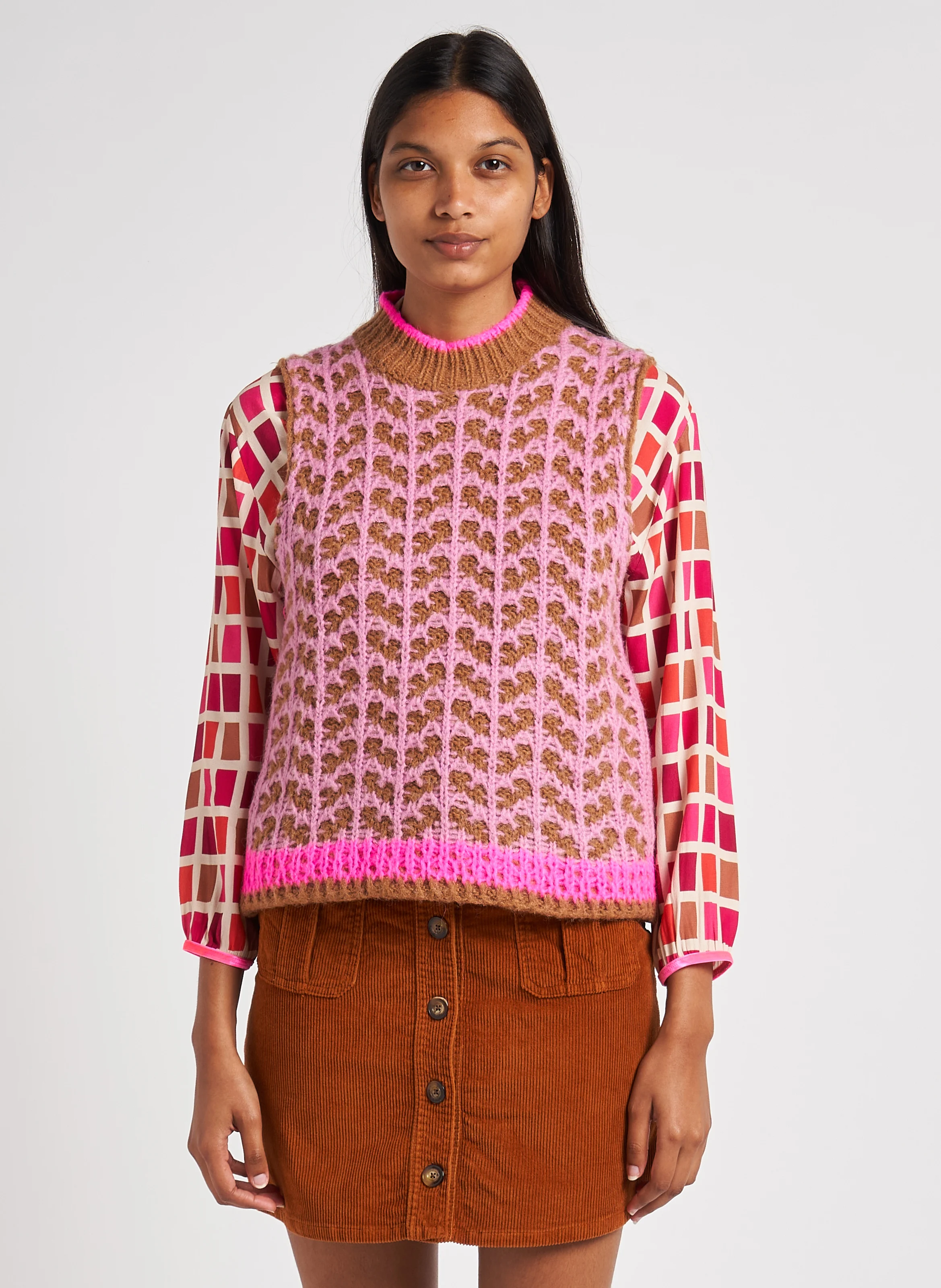 VIOLA - Pull col rond avec jacquard | Rose