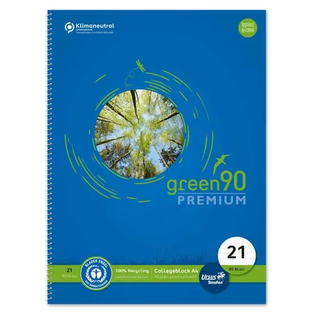 Staufen Green Collegeblock Lin21 A4 80 Blatt 90g/qm 9mm liniert 4-Loch blau