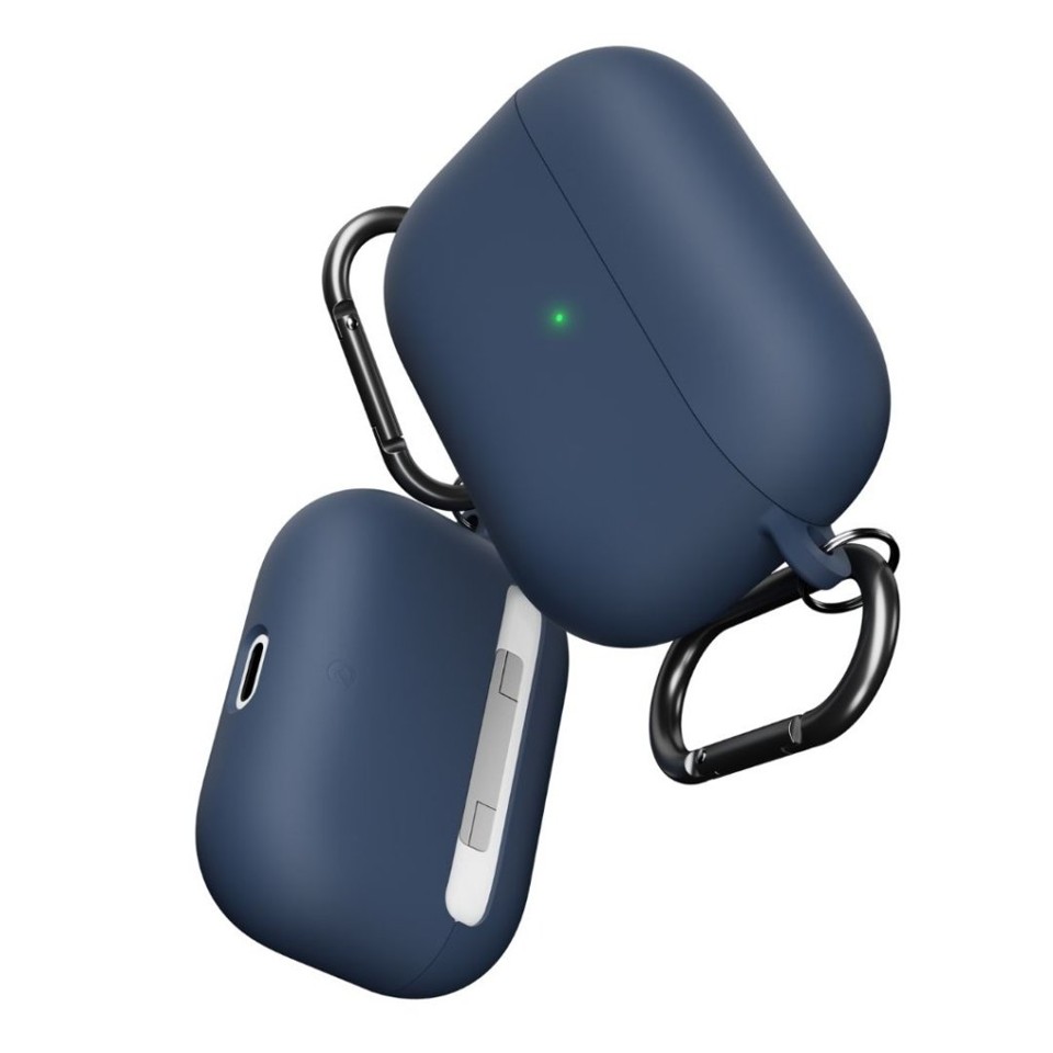 Keybudz - PodSkinz HyBridShell Series Keychain Case - Premium hard shell triple layer case for your Airpods Pro (Color: Midnight BlueBlue)