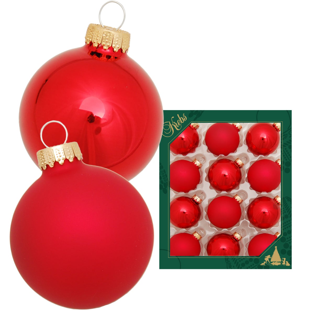 Assortiment rode glanzende/satijnen glazen ballen, 12 stuks, 5 cm, kerstballen, kerstversieringen, kerstversieringen