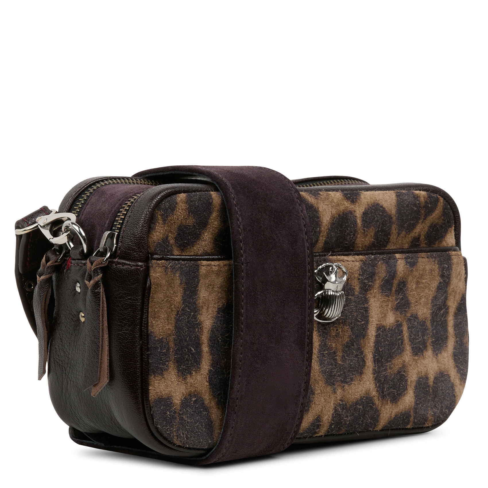 LILY - Sac bandoulière en cuir imprimé | Marron
