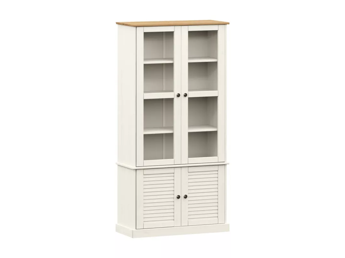 Vitrine en verre VIGO blanc 85x35x170 cm bois massif de pin