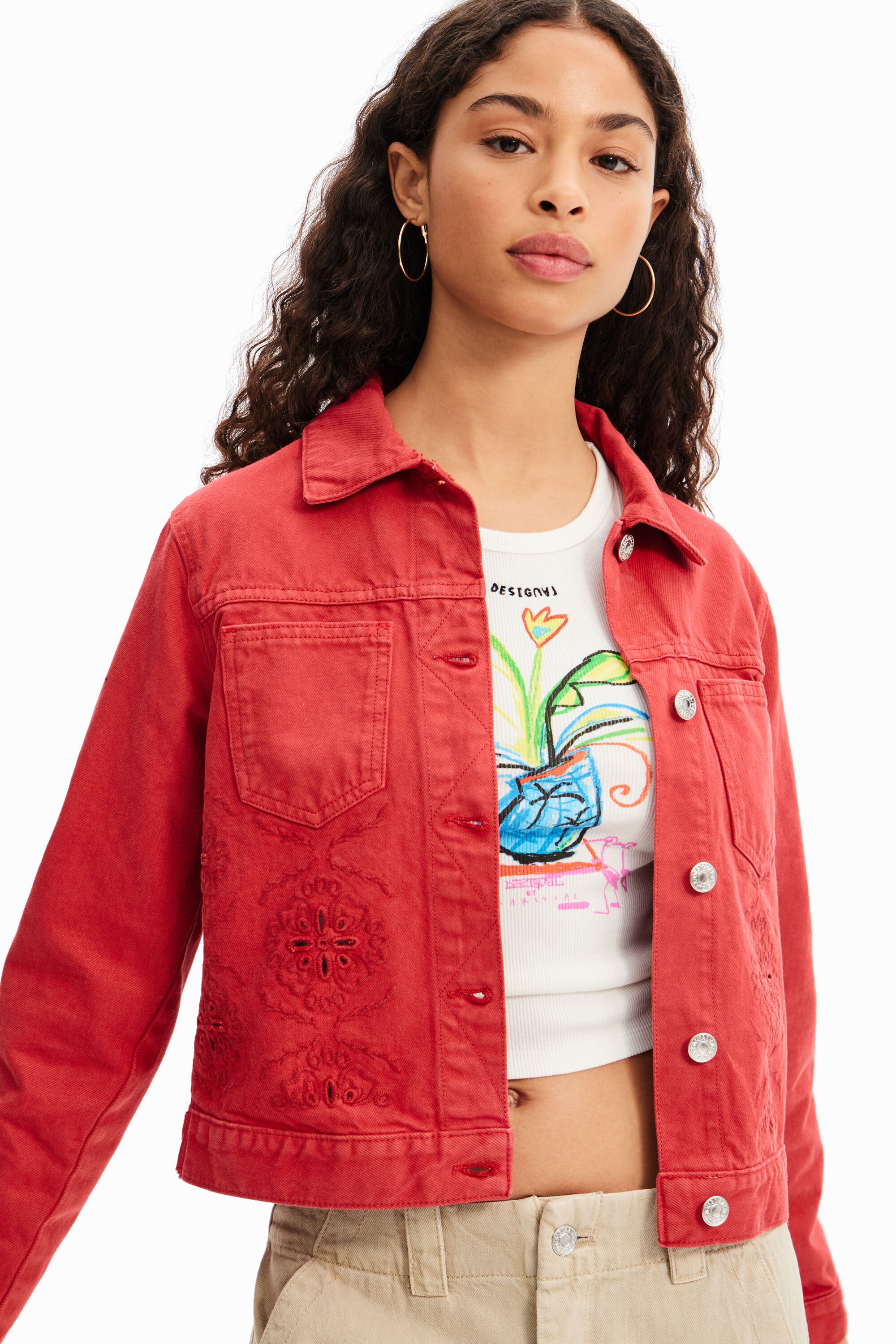 Veste jean ajourée