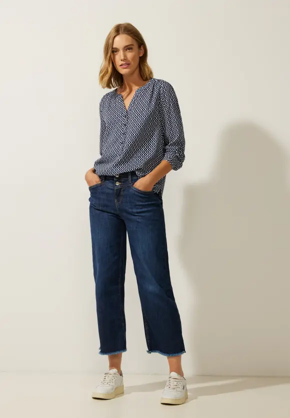 Bluse mit Minimalprint - deep blue