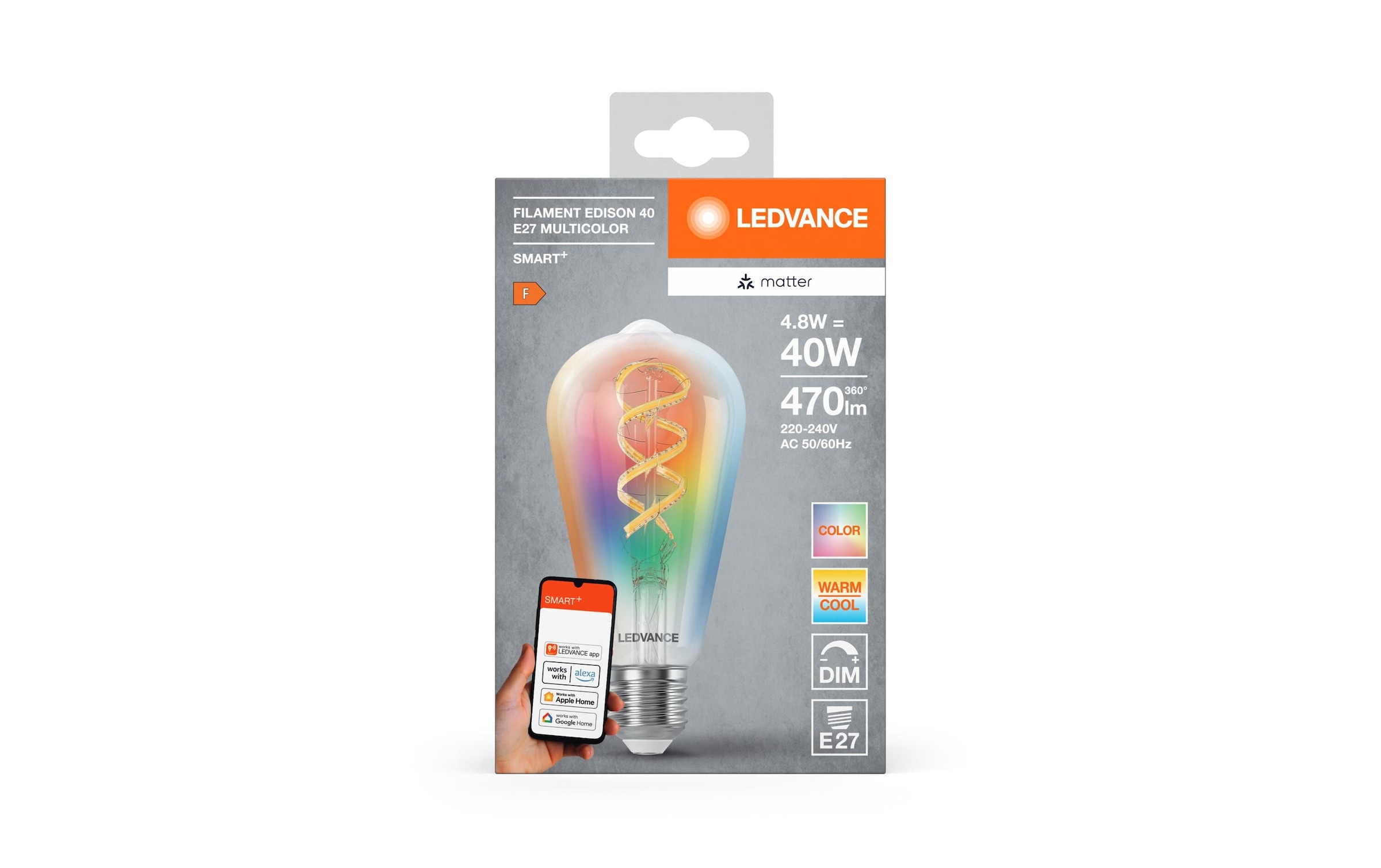 LED-Leuchtmittel »Ledvance Edison Multicolor 4.8W 827-865 E27« E27