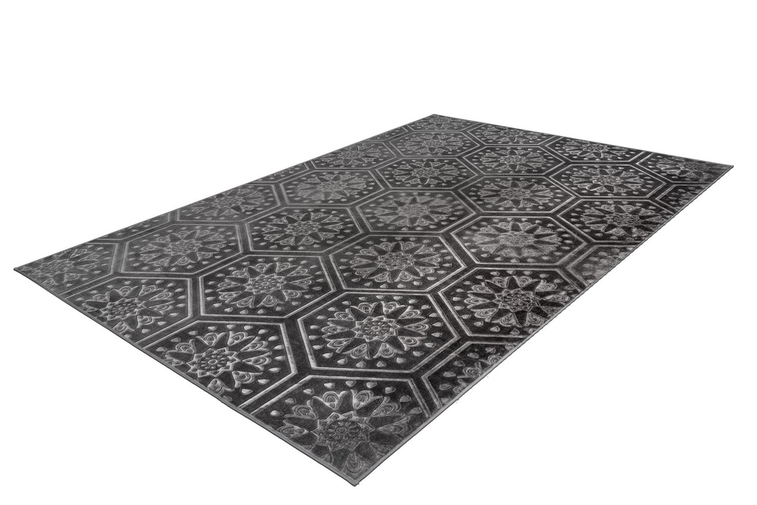 Kortpolig vloerkleed Blissique Antraciet Modern, Klassiek 80 x 300 cm