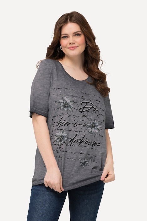 T-Shirt, Edelweiß, cold dyed, Rundhals, Halbarm