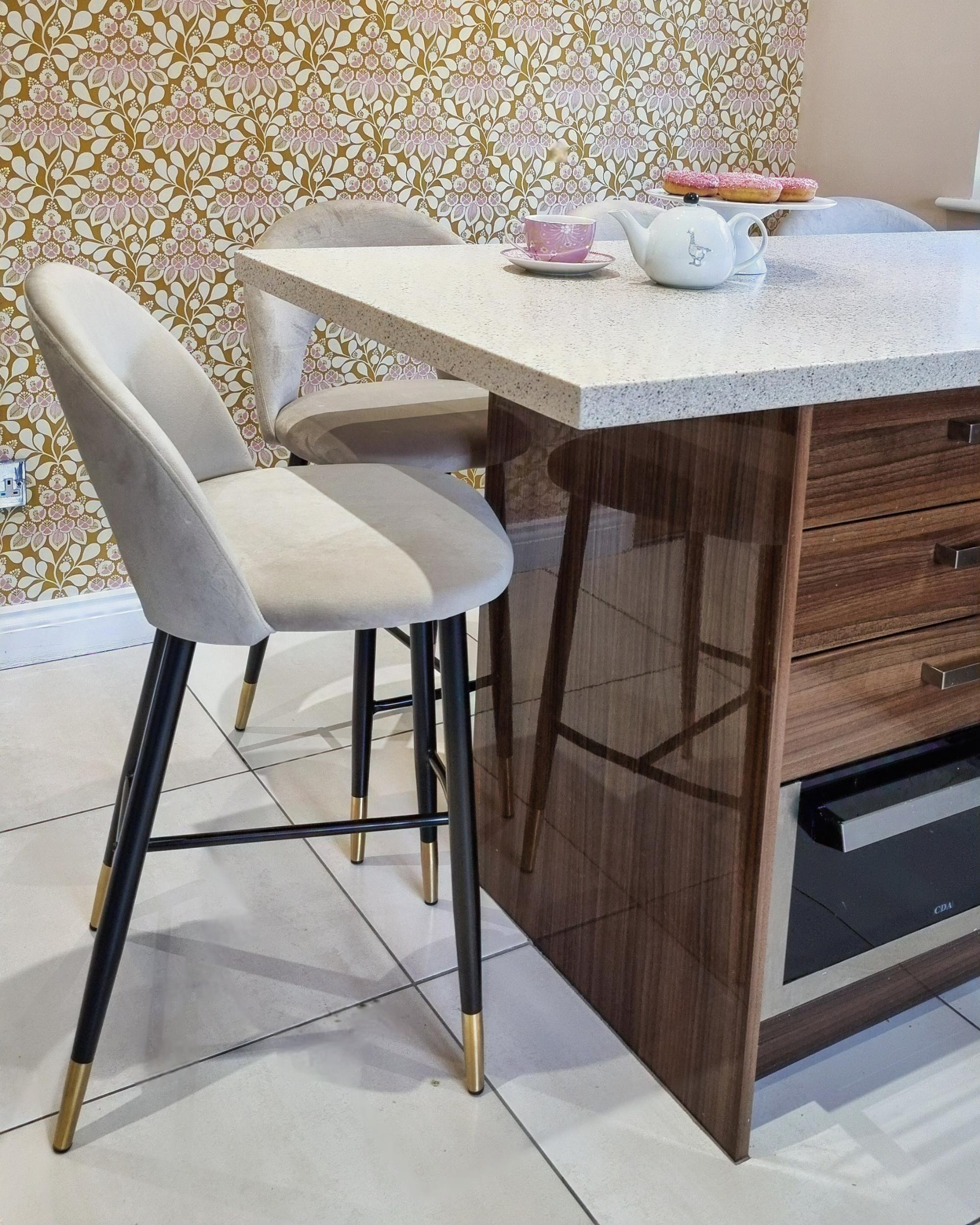 Set van 2 barstoelen FALTON Fluweel Beige