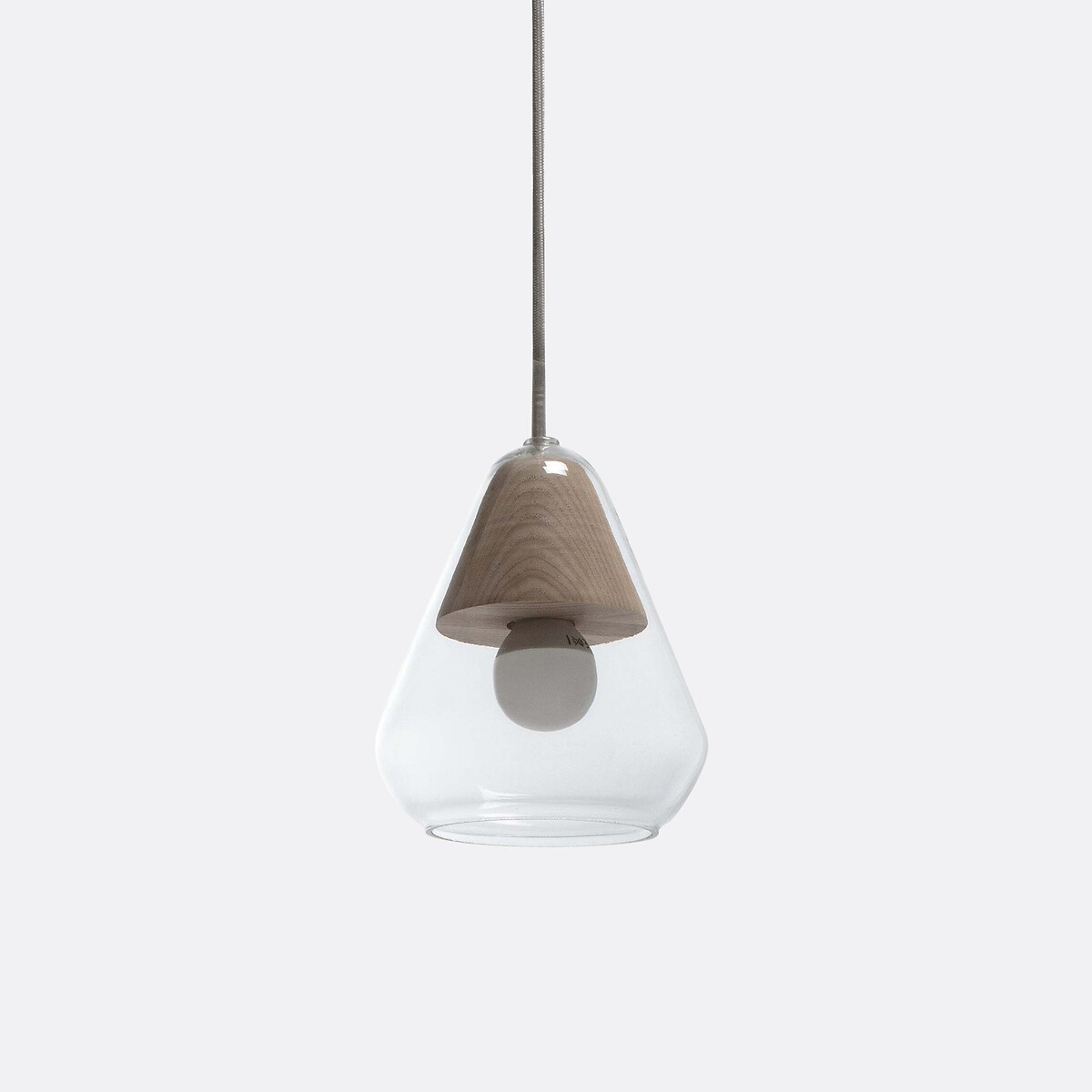 LA REDOUTE INTERIEURS<br>Candeeiro suspenso em vidro e madeira Ø14 cm, Nasoa