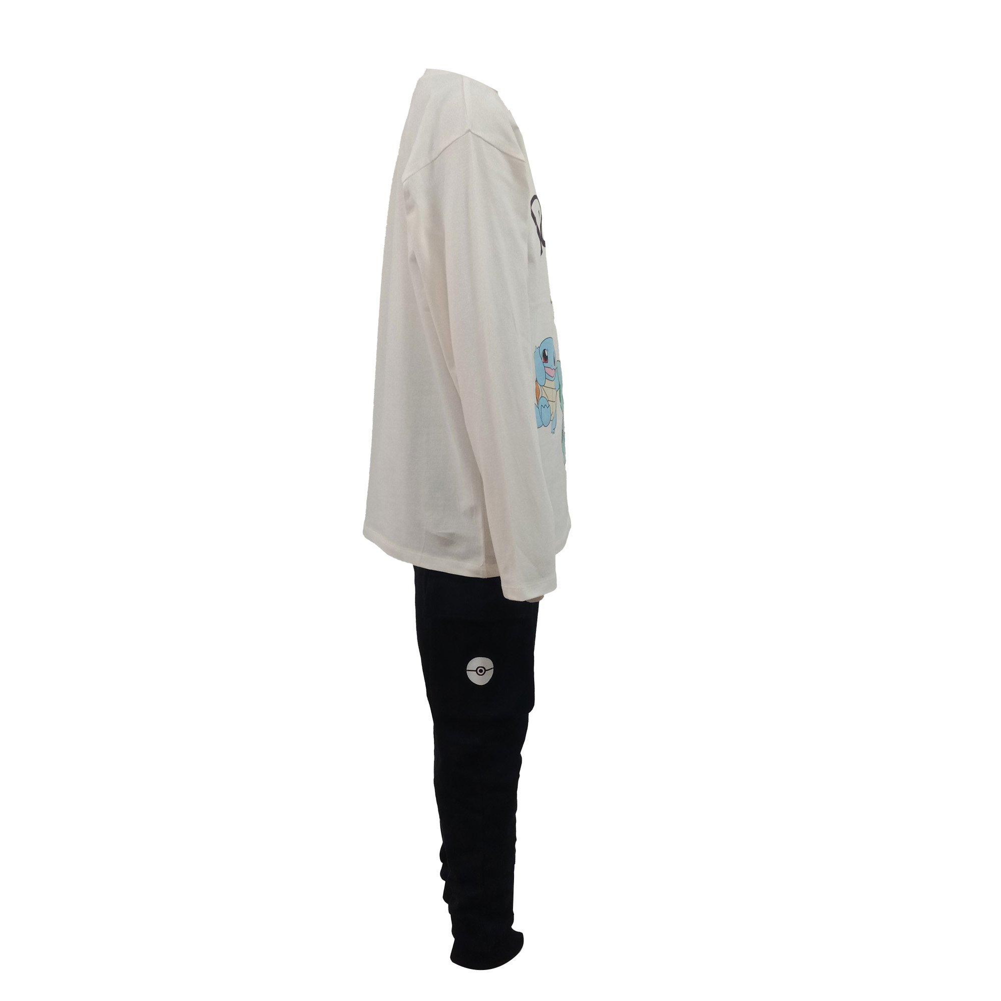 Character Pokemon white oversized tshirt and black cargo jogger set Jn44
