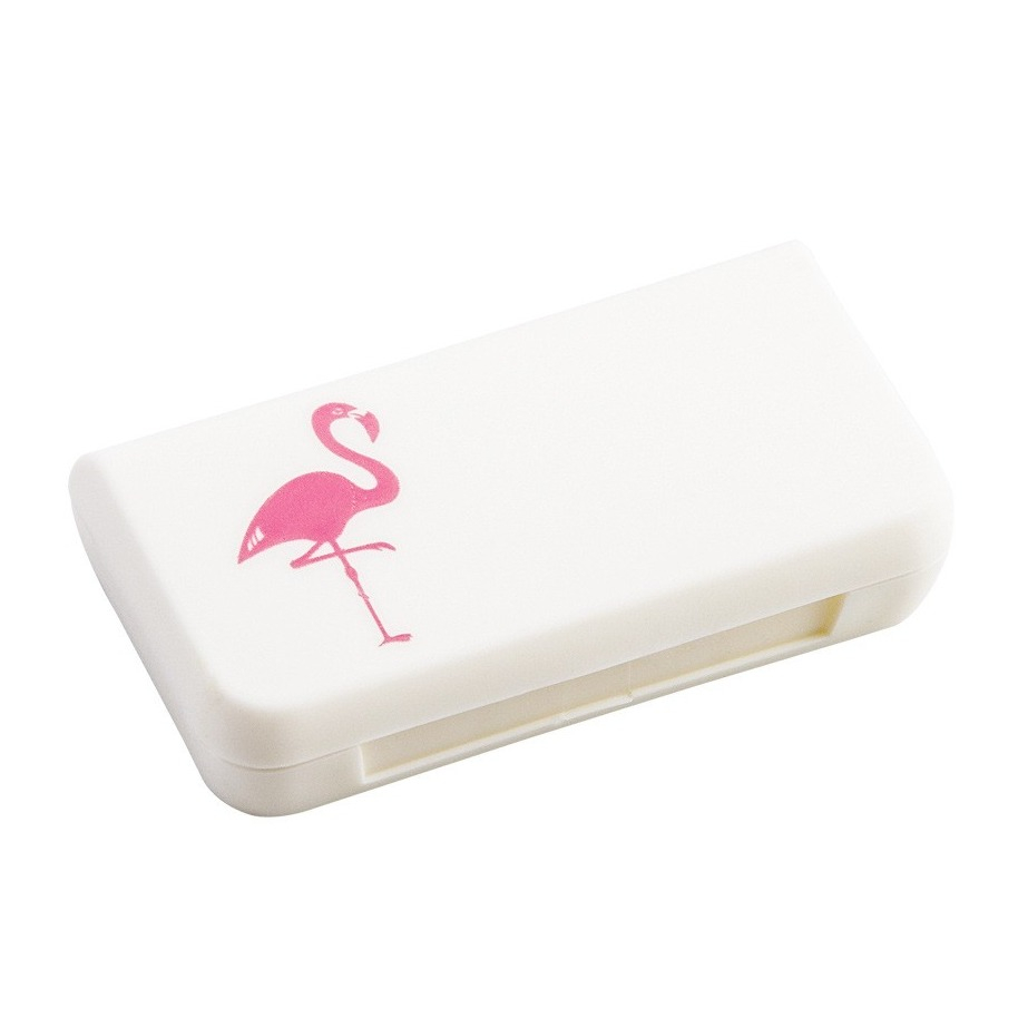 (6.5cm) Medikamenten Dosierer 3 Fächer Dosett Tablettenbox Supplements Pillendose Tablettenspender - Flamingo